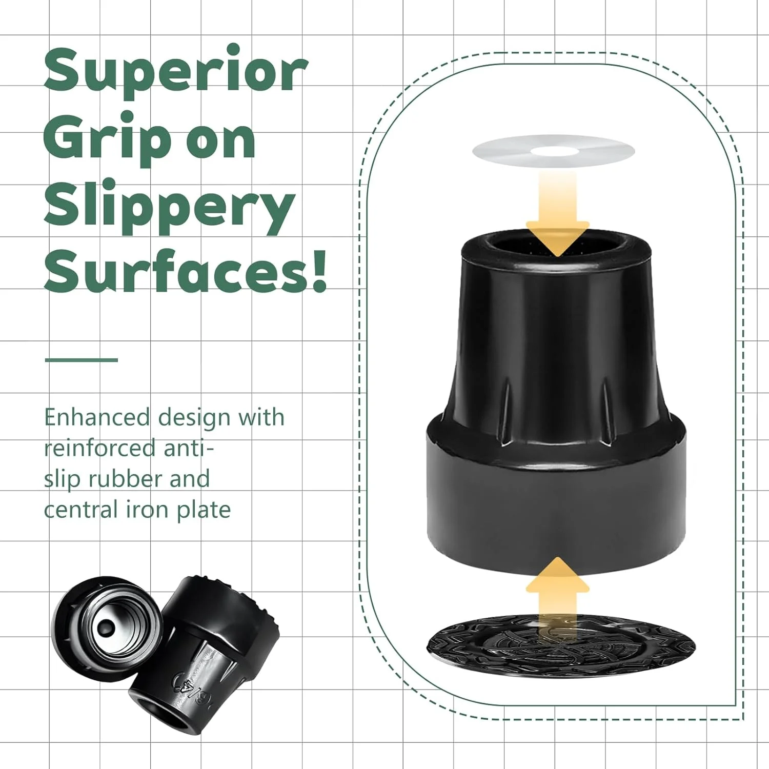 4 عدد سر عصای لاستیکی سنگین برای عصاهای پیاده روی، قطر داخلی 19 میلی متر، نوک عصای جایگزین ضد لغزش، انتهای لاستیکی عصای پیاده روی مشکی برای عصاها و زیر بغل های استاندارد، لوازم جانبی بادوام عصا 4 عدد سر عصای لاستیکی سنگین برای عصاهای پیاده روی، قطر داخلی 19 میلی متر، نوک عصای جایگزین ضد لغزش، انتهای لاستیکی عصای پیاده روی مشکی برای عصاها و زیر بغل های استاندارد، لوازم جانبی بادوام عصا