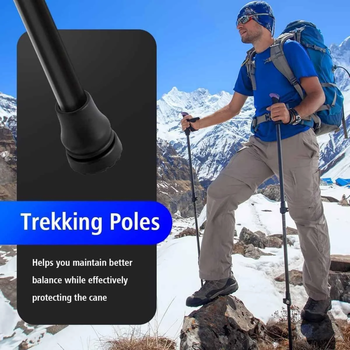 Heavy Duty Rubber Walking Cane Tips, 3/4 Inch, 4-Pack, Anti-Slip Replacement Tips for Walking Sticks and Hiking Poles, Black Heavy Duty Rubber Walking Cane Tips, 3/4 Inch, 4-Pack, Anti-Slip Replacement Tips for Walking Sticks and Hiking Poles, Black