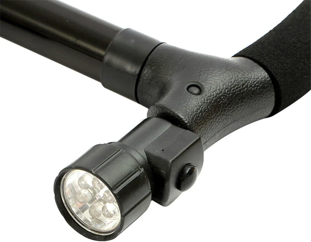 عصای پیاده روی LED مدل MaDiYa با دسته T، عصای کوهنوردی تاشو با پایه ثابت برای ثبات سالمندان