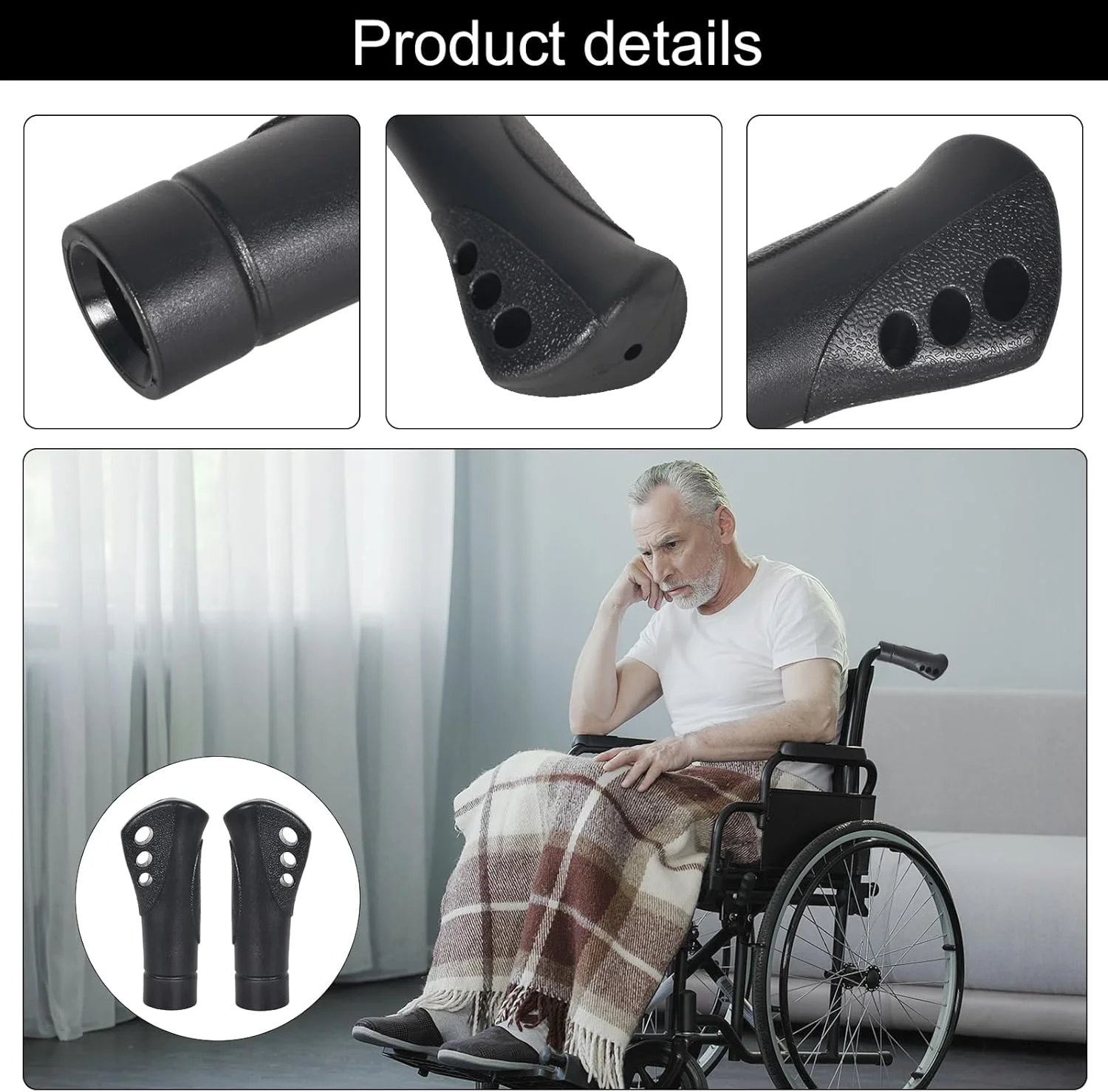 بسته 2 عددی دسته رولیتور، روکش دسته رولیتور جهانی، بالشتک راحتی ضد لغزش، پد گریپ کمک پیاده روی، دسته عصا برای رولیتور، واکر زانو، لوازم جانبی قطعات جایگزین، 2.2 سانتی متر