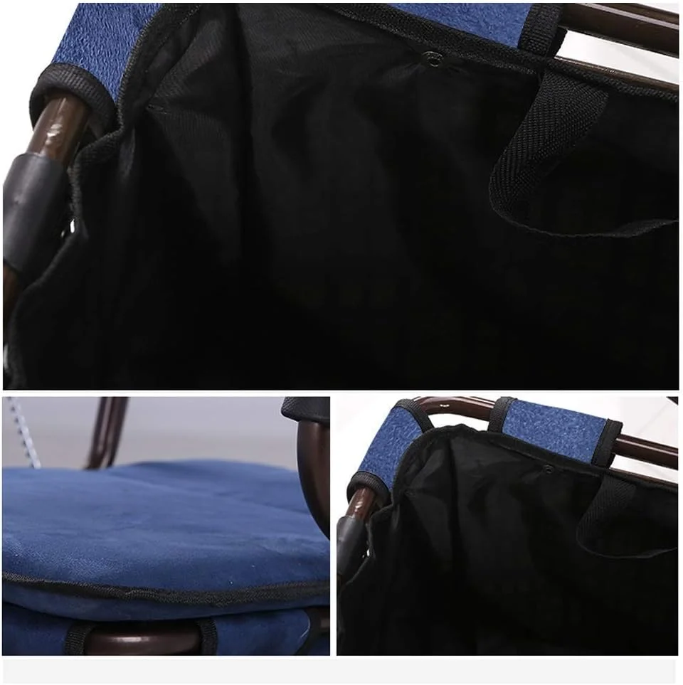 واکر رولیتور تاشو لوله فولادی سبک وزن با چهار چرخ، دارای سبد حمل و صندلی پد دار و کمک حرکتی قفل شونده