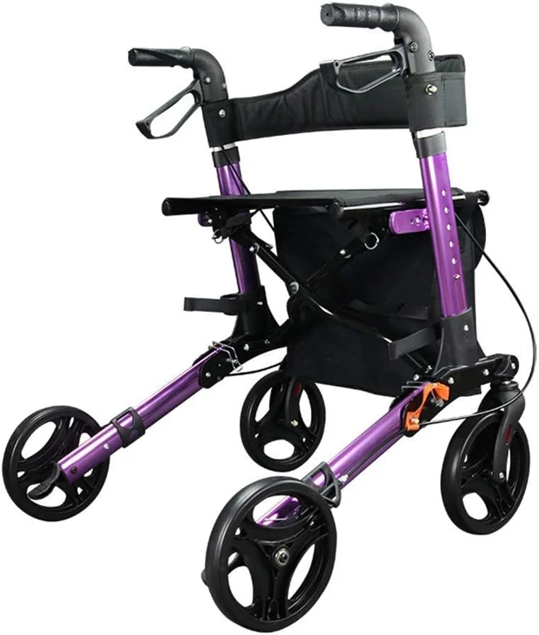 Rolling Walker Foldable, Junior Rollator Walker With Seat, 4 Wheels Mobility Walking Aids Double Brake System, Walking Frame Used For Seniors Walking Rolling Walker Foldable, Junior Rollator Walker With Seat, 4 Wheels Mobility Walking Aids Double Brake System, Walking Frame Used For Seniors Walking