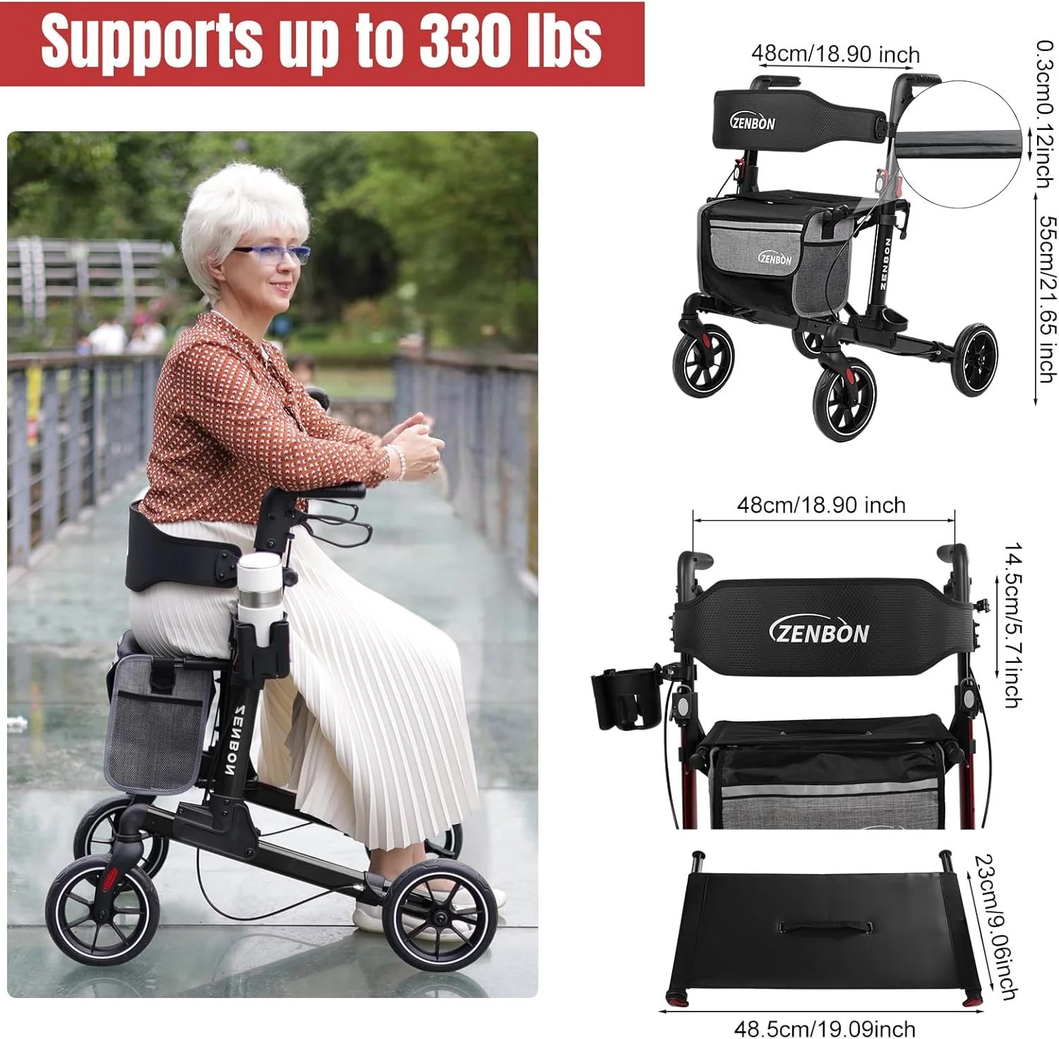 واکر رولیتور برای سالمندان/بزرگسالان، تاشو در دو جهت، واکر چرخ دار با صندلی، ظرفیت 120 کیلوگرم، 4 چرخ بزرگ 8 اینچی، دستگیره های قابل تنظیم ارتفاع، واکر آلومینیومی سبک وزن 7204 (مشکی) واکر رولیتور برای سالمندان/بزرگسالان، تاشو در دو جهت، واکر چرخ دار با صندلی، ظرفیت 120 کیلوگرم، 4 چرخ بزرگ 8 اینچی، دستگیره های قابل تنظیم ارتفاع، واکر آلومینیومی سبک وزن 7204 (مشکی)