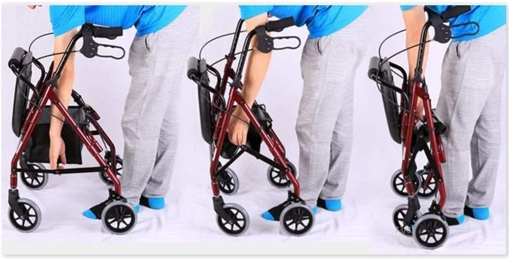 Rolling Walker, Walker Rollator Lightweight Brake Folding Walker Adult Height Adjustable Seat, Standard Walkers