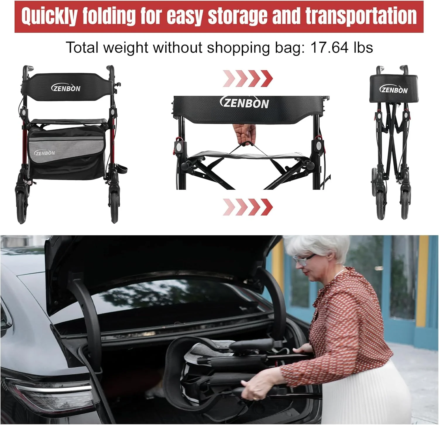 واکر رولیتور برای سالمندان/بزرگسالان، تاشو در دو جهت، واکر چرخ دار با صندلی، ظرفیت 120 کیلوگرم، 4 چرخ بزرگ 8 اینچی، دستگیره های قابل تنظیم ارتفاع، واکر آلومینیومی سبک وزن 7204 (مشکی) واکر رولیتور برای سالمندان/بزرگسالان، تاشو در دو جهت، واکر چرخ دار با صندلی، ظرفیت 120 کیلوگرم، 4 چرخ بزرگ 8 اینچی، دستگیره های قابل تنظیم ارتفاع، واکر آلومینیومی سبک وزن 7204 (مشکی)