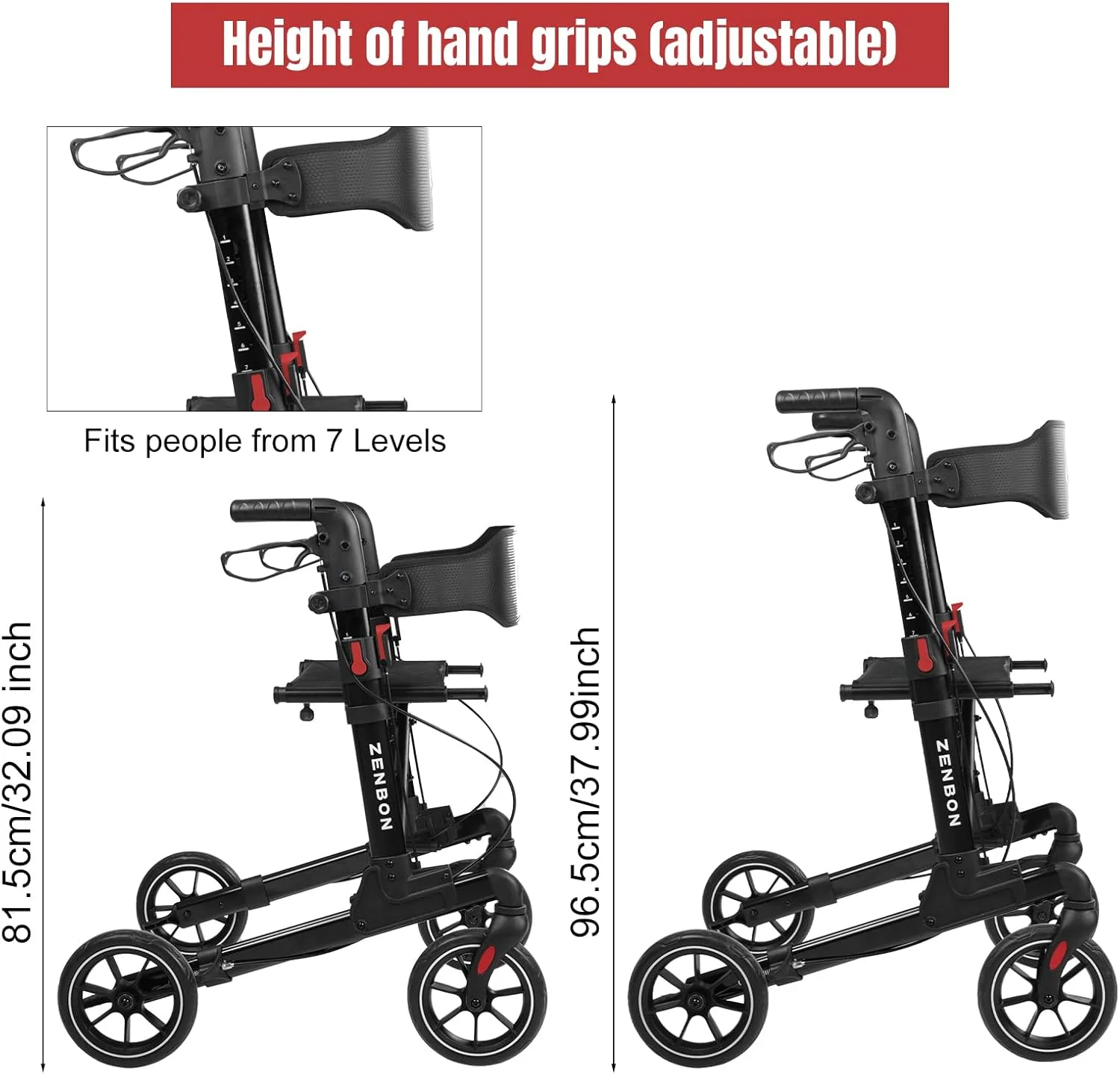 واکر رولیتور برای سالمندان/بزرگسالان، تاشو در دو جهت، واکر چرخ دار با صندلی، ظرفیت 120 کیلوگرم، 4 چرخ بزرگ 8 اینچی، دستگیره های قابل تنظیم ارتفاع، واکر آلومینیومی سبک وزن 7204 (مشکی) واکر رولیتور برای سالمندان/بزرگسالان، تاشو در دو جهت، واکر چرخ دار با صندلی، ظرفیت 120 کیلوگرم، 4 چرخ بزرگ 8 اینچی، دستگیره های قابل تنظیم ارتفاع، واکر آلومینیومی سبک وزن 7204 (مشکی)