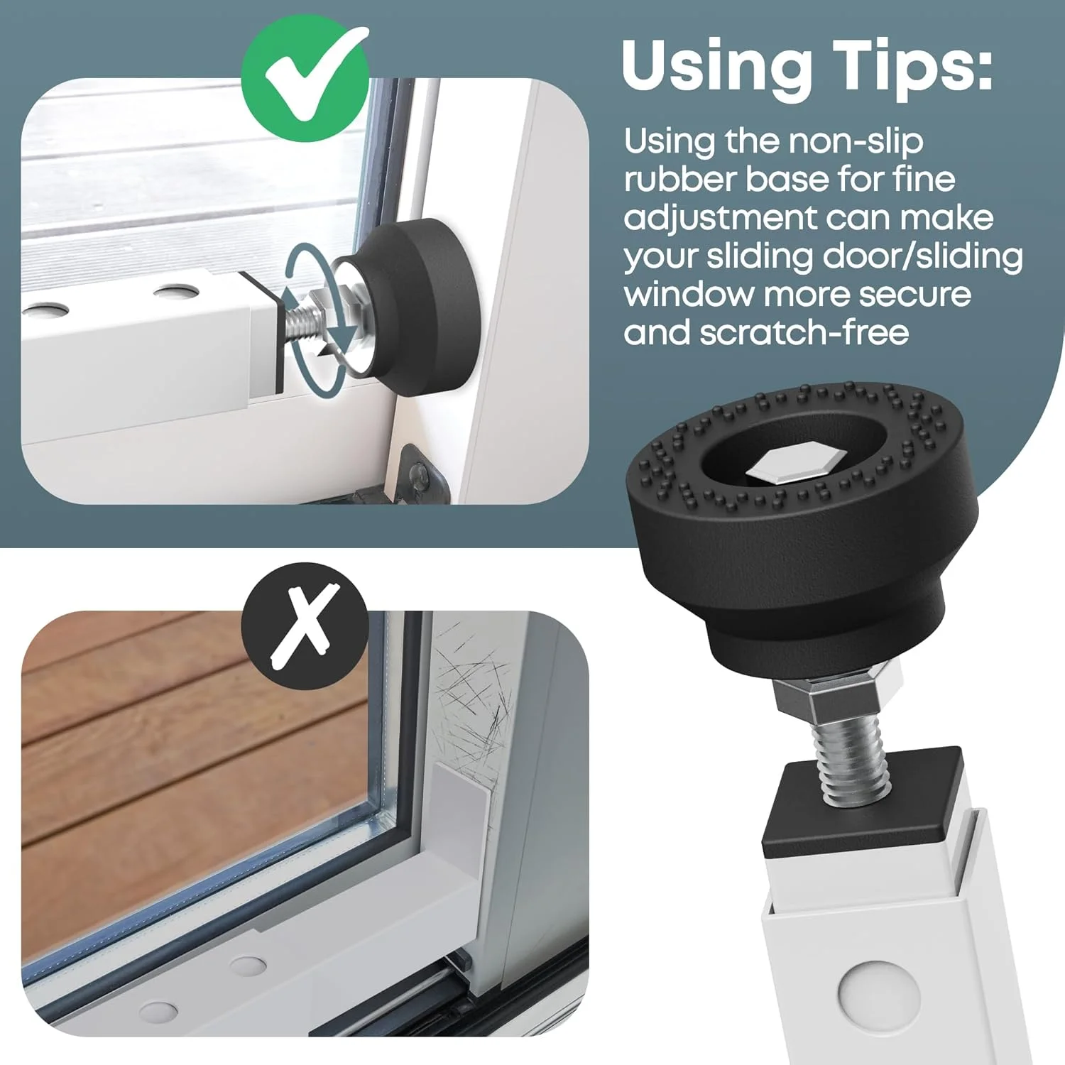 میله امنیتی قابل تنظیم پنجره گجتزون، قفل میله امنیتی درب کشویی 43 تا 84 سانتی‌متری با پایه لاستیکی، استاپر پنجره برای درب شیشه‌ای کشویی پاسیو/پنجره کشویی/ایمنی کودک/ضد سرقت - 4 عدد (سفید)