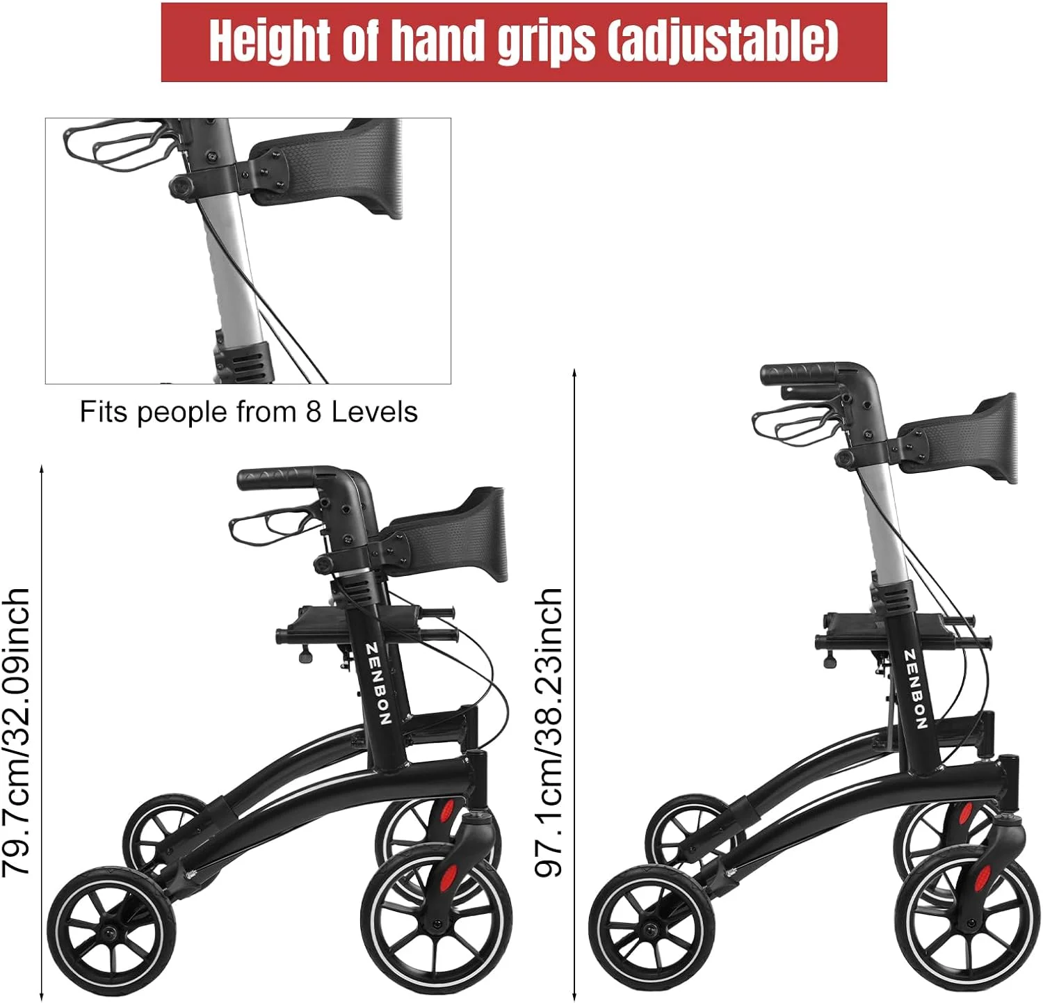 واکر رولیتور تاشو با صندلی برای سالمندان/بزرگسالان، ظرفیت 120 کیلوگرم، 4 چرخ بزرگ 8 اینچی، دستگیره های قابل تنظیم ارتفاع، واکر آلومینیومی سبک وزن 7205 (مشکی) واکر رولیتور تاشو با صندلی برای سالمندان/بزرگسالان، ظرفیت 120 کیلوگرم، 4 چرخ بزرگ 8 اینچی، دستگیره های قابل تنظیم ارتفاع، واکر آلومینیومی سبک وزن 7205 (مشکی)