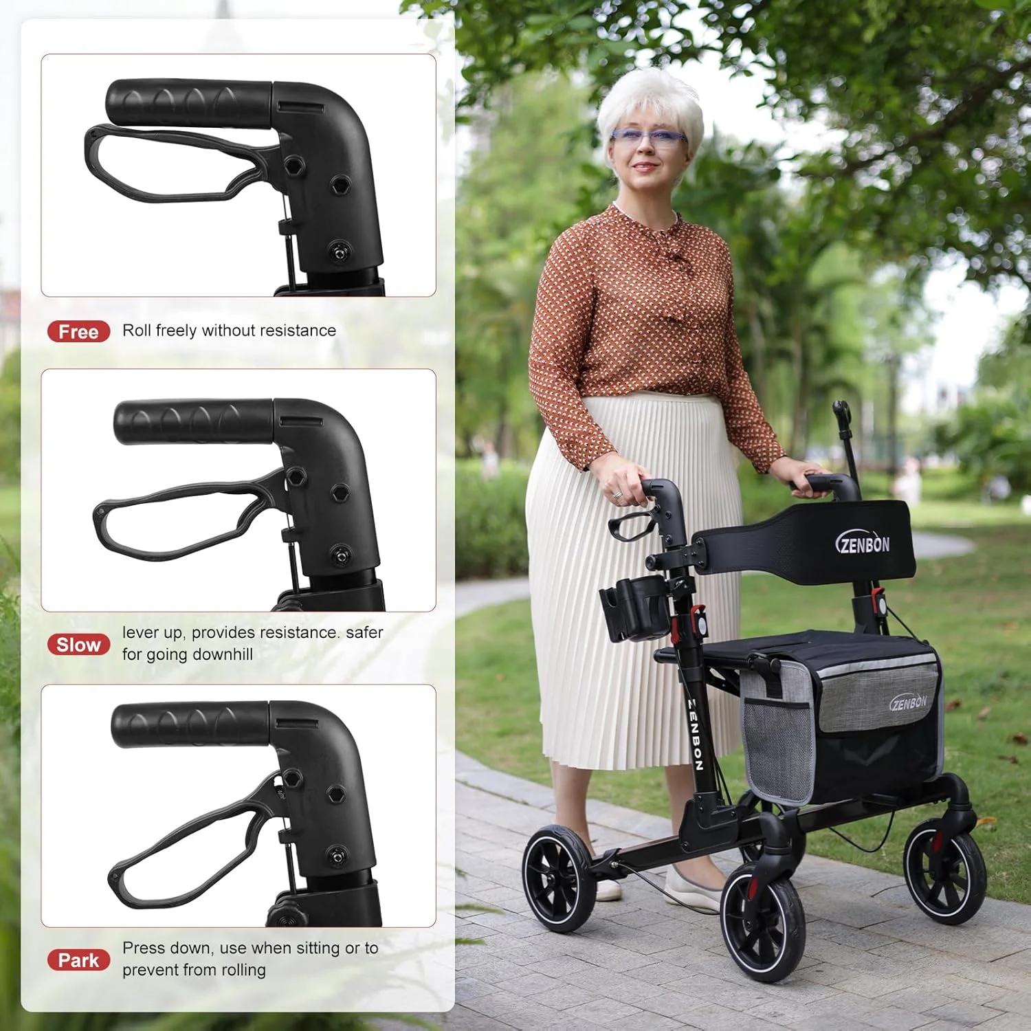 واکر رولیتور برای سالمندان/بزرگسالان، تاشو در دو جهت، واکر چرخ دار با صندلی، ظرفیت 120 کیلوگرم، 4 چرخ بزرگ 8 اینچی، دستگیره های قابل تنظیم ارتفاع، واکر آلومینیومی سبک وزن 7204 (مشکی) واکر رولیتور برای سالمندان/بزرگسالان، تاشو در دو جهت، واکر چرخ دار با صندلی، ظرفیت 120 کیلوگرم، 4 چرخ بزرگ 8 اینچی، دستگیره های قابل تنظیم ارتفاع، واکر آلومینیومی سبک وزن 7204 (مشکی)