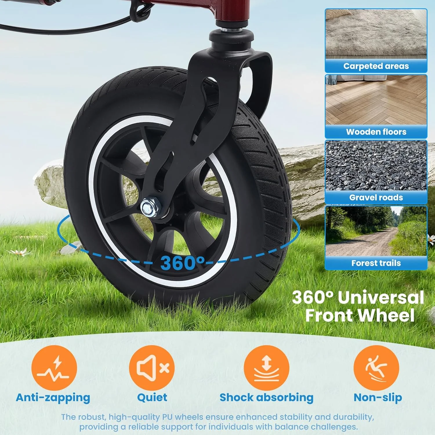 واکر رولیتور برای سالمندان/بزرگسالان، واکر چرخ دار تاشو با صندلی، ظرفیت 150 کیلوگرم، چرخ های 25 سانتی متری، دستگیره ها با قابلیت تنظیم ارتفاع، واکر آلومینیومی سبک و بادوام، پشتی قابل جابجایی 7210 (قرمز) واکر رولیتور برای سالمندان/بزرگسالان، واکر چرخ دار تاشو با صندلی، ظرفیت 150 کیلوگرم، چرخ های 25 سانتی متری، دستگیره ها با قابلیت تنظیم ارتفاع، واکر آلومینیومی سبک و بادوام، پشتی قابل جابجایی 7210 (قرمز)