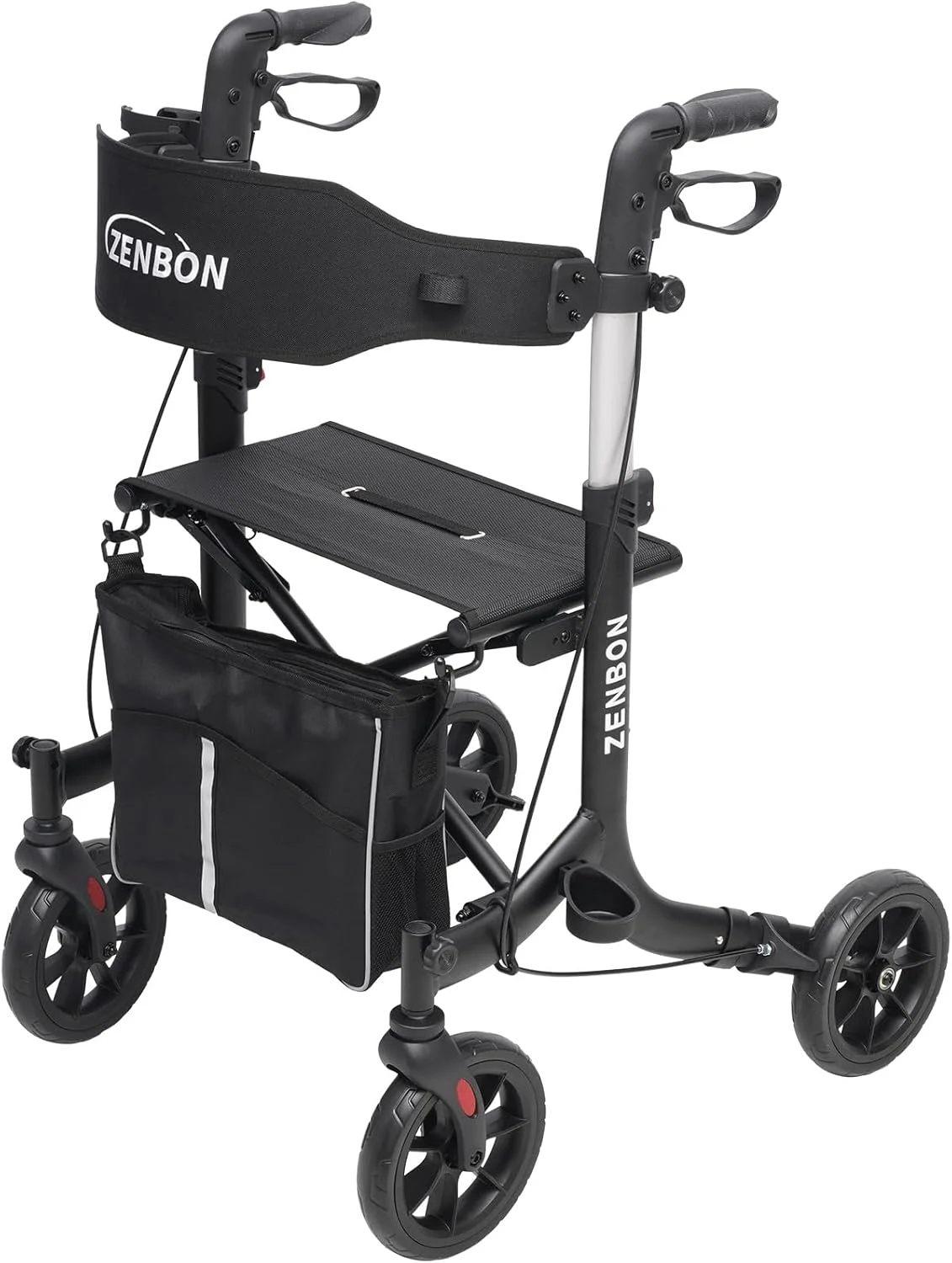 واکر رولیتور برای سالمندان/بزرگسالان، واکر چرخ دار تاشو با صندلی، ظرفیت 150 کیلوگرم، 4 چرخ بزرگ 8 اینچی، دستگیره های دستی با قابلیت تنظیم ارتفاع، واکر آلومینیومی سبک وزن، پشتی قابل جابجایی 7209 (مشکی) واکر رولیتور برای سالمندان/بزرگسالان، واکر چرخ دار تاشو با صندلی، ظرفیت 150 کیلوگرم، 4 چرخ بزرگ 8 اینچی، دستگیره های دستی با قابلیت تنظیم ارتفاع، واکر آلومینیومی سبک وزن، پشتی قابل جابجایی 7209 (مشکی)