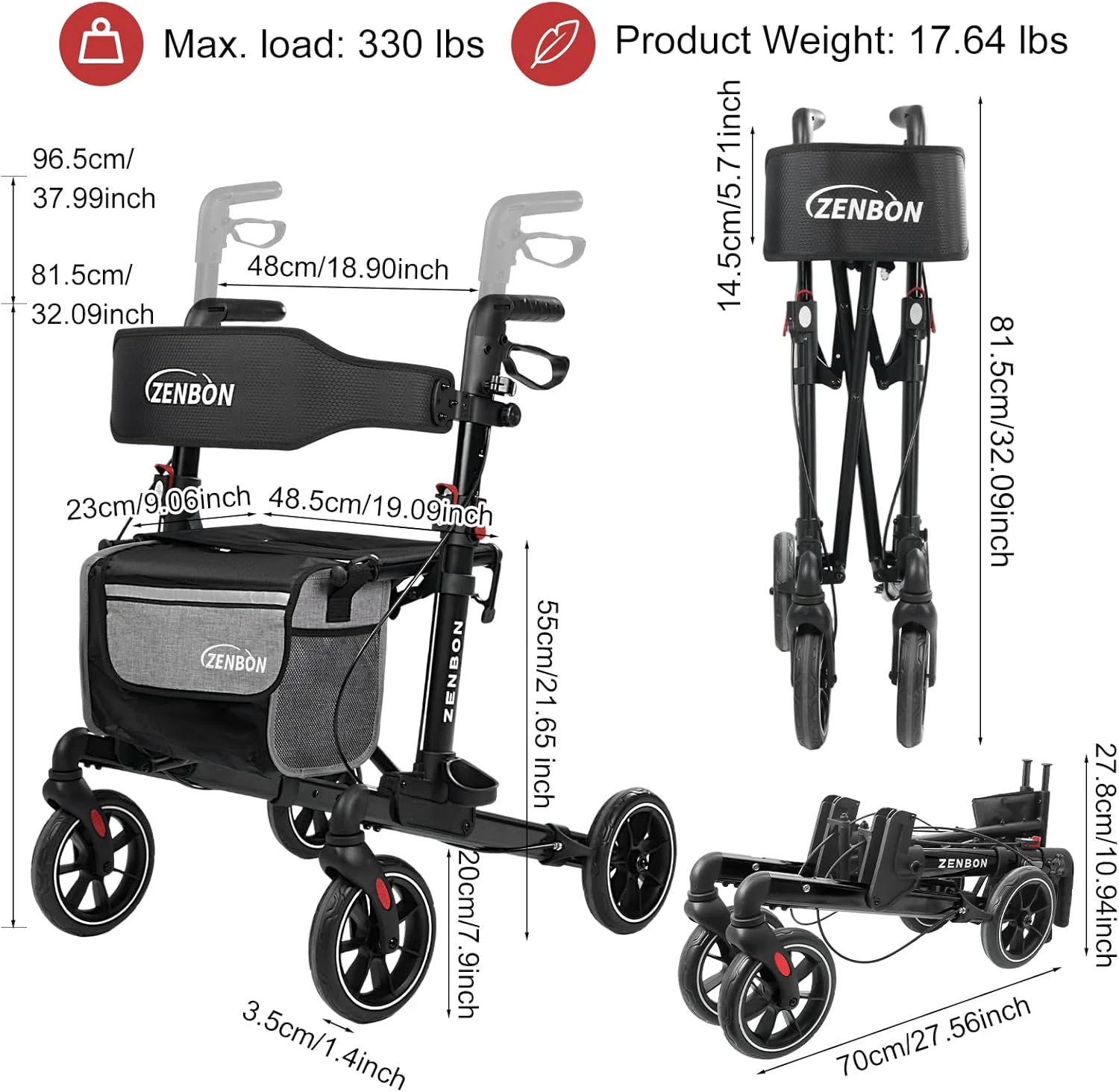 واکر رولیتور برای سالمندان/بزرگسالان، تاشو در دو جهت، واکر چرخ دار با صندلی، ظرفیت 120 کیلوگرم، 4 چرخ بزرگ 8 اینچی، دستگیره های قابل تنظیم ارتفاع، واکر آلومینیومی سبک وزن 7204 (مشکی) واکر رولیتور برای سالمندان/بزرگسالان، تاشو در دو جهت، واکر چرخ دار با صندلی، ظرفیت 120 کیلوگرم، 4 چرخ بزرگ 8 اینچی، دستگیره های قابل تنظیم ارتفاع، واکر آلومینیومی سبک وزن 7204 (مشکی)