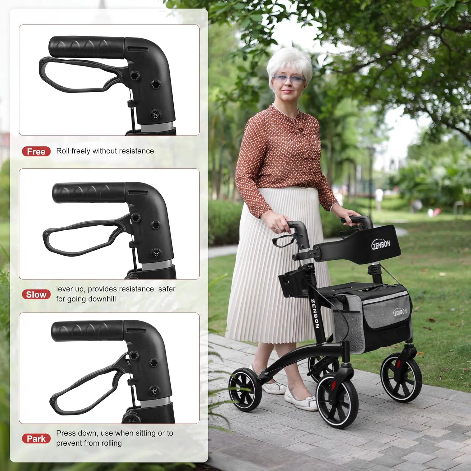 واکر رولیتور تاشو با صندلی برای سالمندان/بزرگسالان، ظرفیت 120 کیلوگرم، 4 چرخ بزرگ 8 اینچی، دستگیره های قابل تنظیم ارتفاع، واکر آلومینیومی سبک وزن 7205 (مشکی) واکر رولیتور تاشو با صندلی برای سالمندان/بزرگسالان، ظرفیت 120 کیلوگرم، 4 چرخ بزرگ 8 اینچی، دستگیره های قابل تنظیم ارتفاع، واکر آلومینیومی سبک وزن 7205 (مشکی)