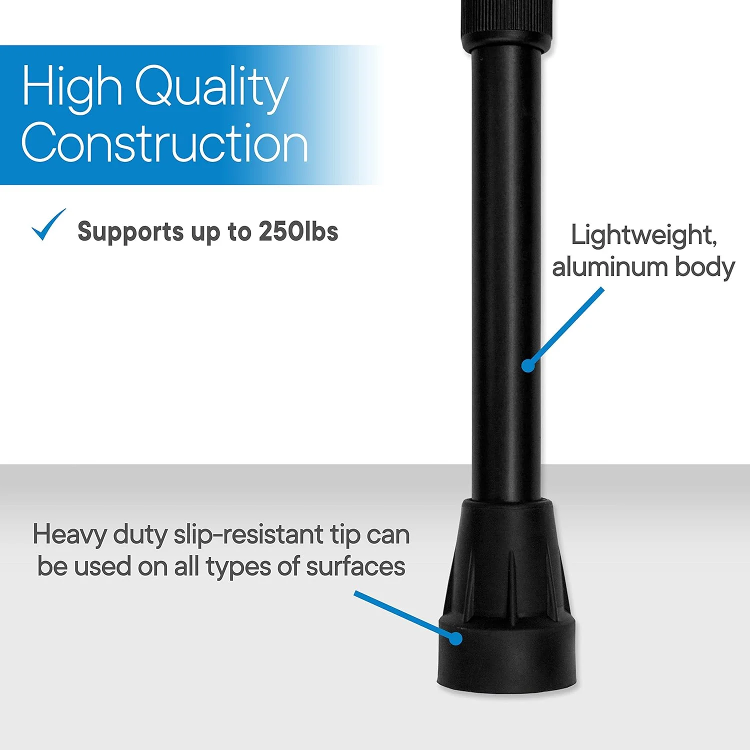 عصای پیاده روی RMS - عصای قابل تنظیم - عصای آلومینیومی سبک وزن با دسته ارگونومیک و بند مچی - ایده آل برای کمک به زندگی روزمره برای تحرک محدود (مشکی) عصای پیاده روی RMS - عصای قابل تنظیم - عصای آلومینیومی سبک وزن با دسته ارگونومیک و بند مچی - ایده آل برای کمک به زندگی روزمره برای تحرک محدود (مشکی)