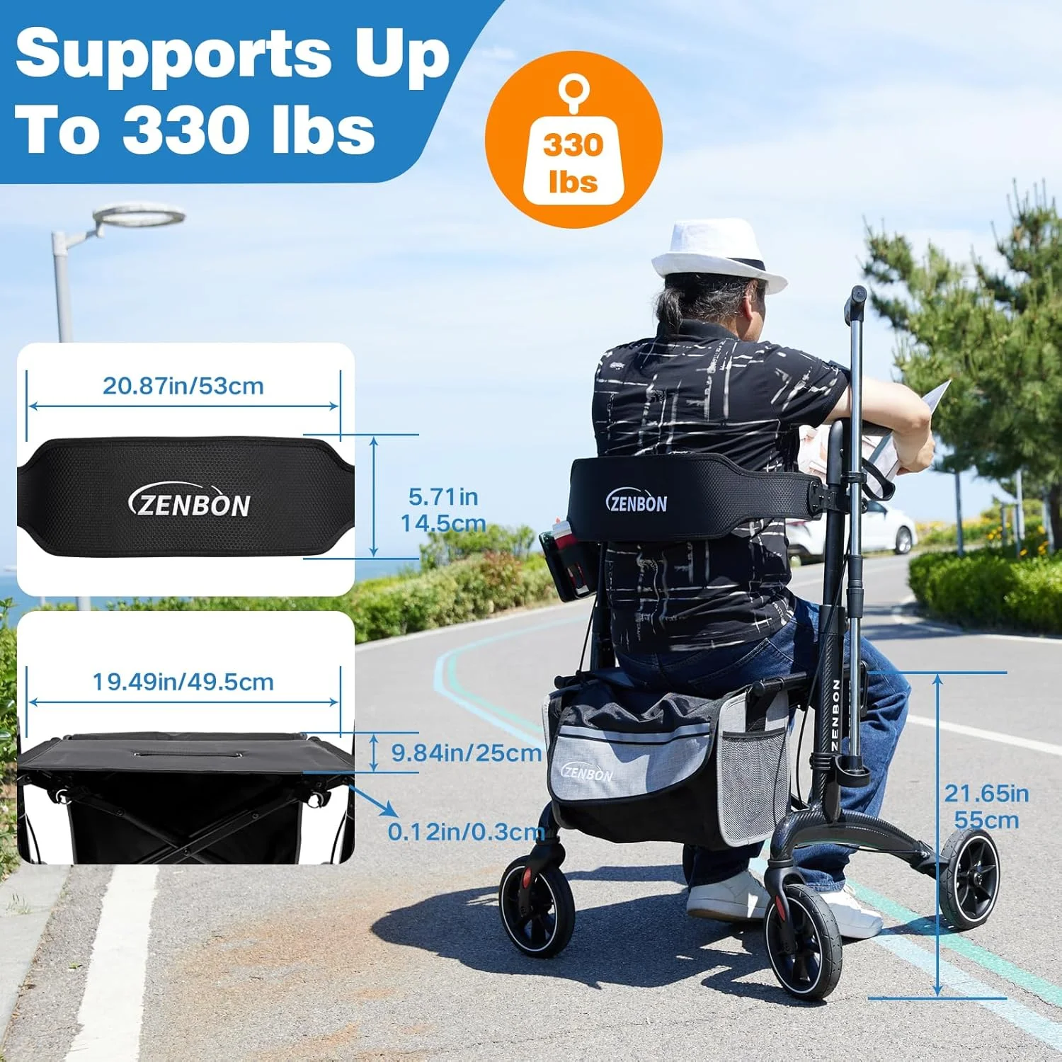 واکر رولیتور تاشو برای سالمندان/بزرگسالان با صندلی، ظرفیت 120 کیلوگرم، 4 چرخ بزرگ 8 اینچی، دستگیره های قابل تنظیم ارتفاع، واکر فیبر کربنی سبک وزن مدل 7206 (مشکی) واکر رولیتور تاشو برای سالمندان/بزرگسالان با صندلی، ظرفیت 120 کیلوگرم، 4 چرخ بزرگ 8 اینچی، دستگیره های قابل تنظیم ارتفاع، واکر فیبر کربنی سبک وزن مدل 7206 (مشکی)