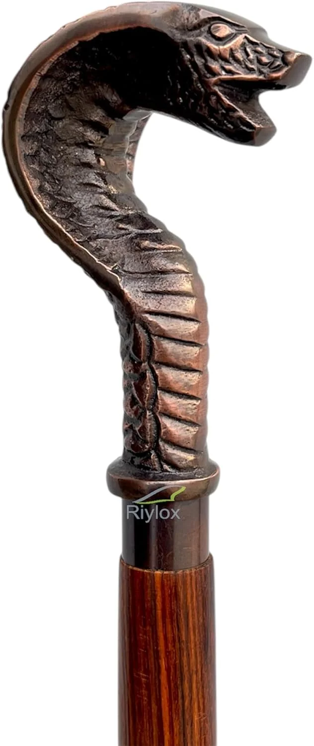 عصای پیاده روی برنجی عتیقه Riylox، دسته ماری برنجی عتیقه، چوب تاشو منحنی چوبی قهوه ای برای هدیه مردان و زنان عصای پیاده روی برنجی عتیقه Riylox، دسته ماری برنجی عتیقه، چوب تاشو منحنی چوبی قهوه ای برای هدیه مردان و زنان