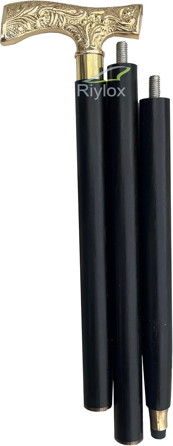 عصای پیاده روی برنجی عتیقه Riylox، عصای پیاده روی لوکس با دسته برنجی طلایی زیبا برای هدیه مردان و زنان عصای پیاده روی برنجی عتیقه Riylox، عصای پیاده روی لوکس با دسته برنجی طلایی زیبا برای هدیه مردان و زنان