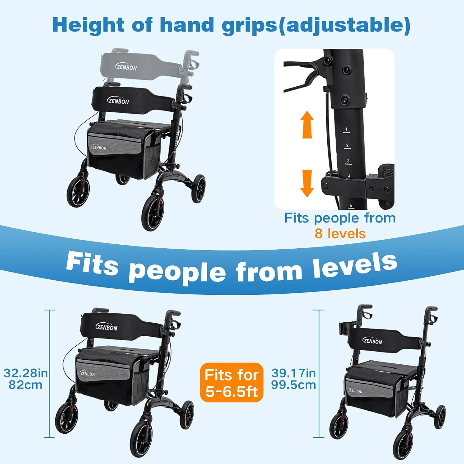 واکر رولیتور تاشو برای سالمندان/بزرگسالان با صندلی، ظرفیت 120 کیلوگرم، 4 چرخ بزرگ 8 اینچی، دستگیره های قابل تنظیم ارتفاع، واکر فیبر کربنی سبک وزن مدل 7206 (مشکی) واکر رولیتور تاشو برای سالمندان/بزرگسالان با صندلی، ظرفیت 120 کیلوگرم، 4 چرخ بزرگ 8 اینچی، دستگیره های قابل تنظیم ارتفاع، واکر فیبر کربنی سبک وزن مدل 7206 (مشکی)