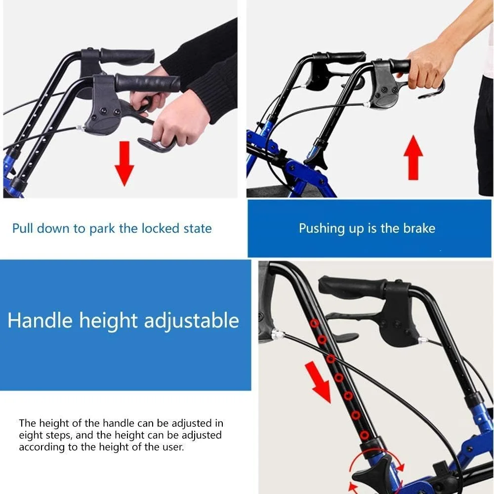 واکر، رولیتور واکر سنگین با صندلی، واکر آلومینیومی تاشو با چرخ، رولیتور تاشو برای سالمندان، نرده قابل تنظیم 8 سطحی، یک سورپرایز کوچک واکر، رولیتور واکر سنگین با صندلی، واکر آلومینیومی تاشو با چرخ، رولیتور تاشو برای سالمندان، نرده قابل تنظیم 8 سطحی، یک سورپرایز کوچک