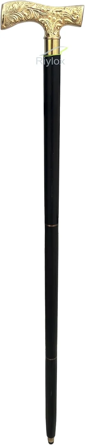 عصای پیاده روی برنجی عتیقه Riylox، عصای پیاده روی لوکس با دسته برنجی طلایی زیبا برای هدیه مردان و زنان عصای پیاده روی برنجی عتیقه Riylox، عصای پیاده روی لوکس با دسته برنجی طلایی زیبا برای هدیه مردان و زنان