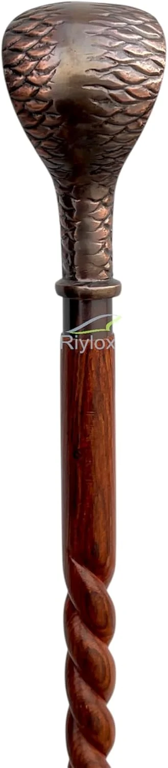 عصای پیاده روی برنجی عتیقه Riylox، دسته ماری برنجی عتیقه، چوب تاشو منحنی چوبی قهوه ای برای هدیه مردان و زنان عصای پیاده روی برنجی عتیقه Riylox، دسته ماری برنجی عتیقه، چوب تاشو منحنی چوبی قهوه ای برای هدیه مردان و زنان