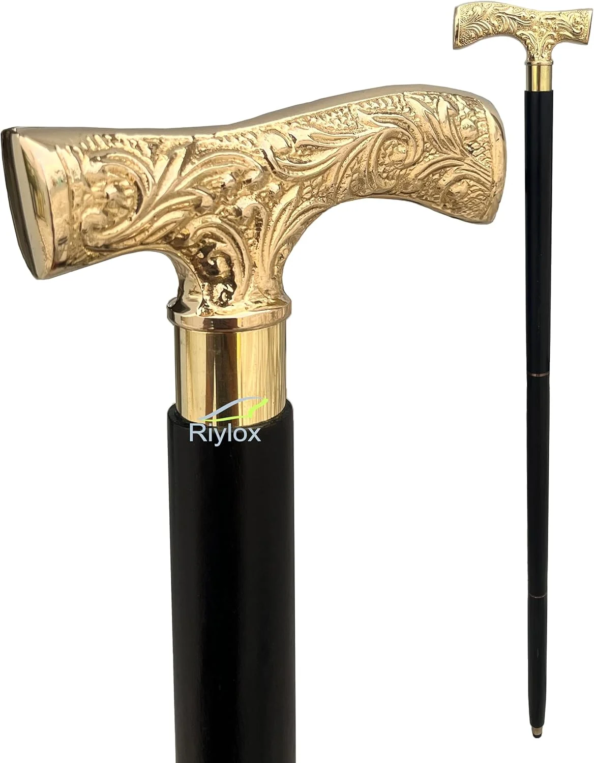 عصای پیاده روی برنجی عتیقه Riylox، عصای پیاده روی لوکس با دسته برنجی طلایی زیبا برای هدیه مردان و زنان عصای پیاده روی برنجی عتیقه Riylox، عصای پیاده روی لوکس با دسته برنجی طلایی زیبا برای هدیه مردان و زنان