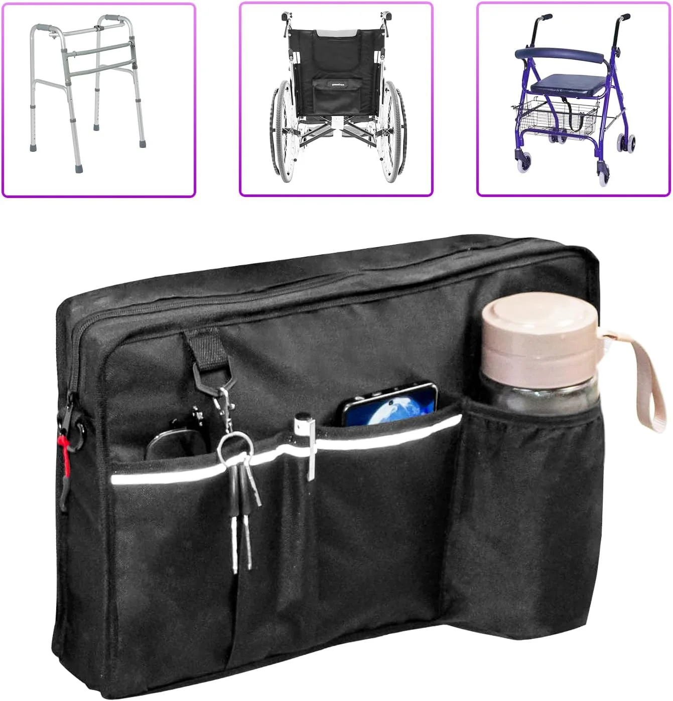 کیف سبد رولیتور با جا لیوانی، کیف واکر، کیف تاشو لوازم جانبی رولیتور، مناسب برای رولیتور، واکر و واکرهای چرخ دار کیف سبد رولیتور با جا لیوانی، کیف واکر، کیف تاشو لوازم جانبی رولیتور، مناسب برای رولیتور، واکر و واکرهای چرخ دار