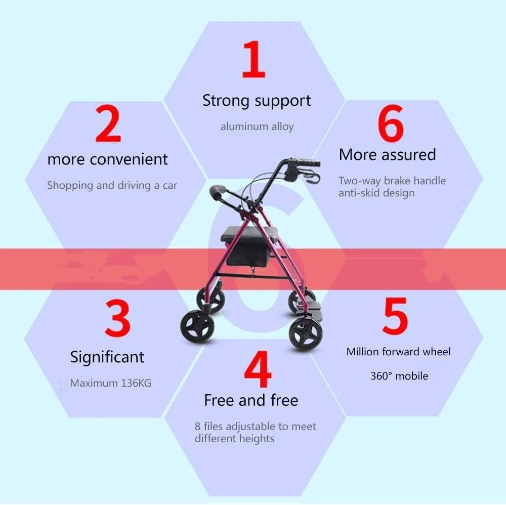 واکر، رولیتور واکر سنگین با صندلی، واکر چرخدار آلومینیومی تاشو با چرخ، رولیتور تاشو برای سالمندان، نرده دستی قابل تنظیم 8 سطحی، یک سورپرایز کوچک واکر، رولیتور واکر سنگین با صندلی، واکر چرخدار آلومینیومی تاشو با چرخ، رولیتور تاشو برای سالمندان، نرده دستی قابل تنظیم 8 سطحی، یک سورپرایز کوچک