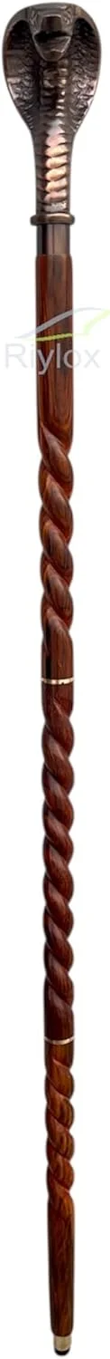 عصای پیاده روی برنجی عتیقه Riylox، دسته ماری برنجی عتیقه، چوب تاشو منحنی چوبی قهوه ای برای هدیه مردان و زنان عصای پیاده روی برنجی عتیقه Riylox، دسته ماری برنجی عتیقه، چوب تاشو منحنی چوبی قهوه ای برای هدیه مردان و زنان