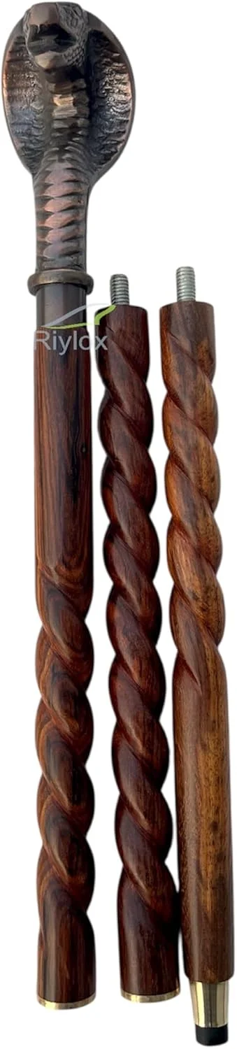 عصای پیاده روی برنجی عتیقه Riylox، دسته ماری برنجی عتیقه، چوب تاشو منحنی چوبی قهوه ای برای هدیه مردان و زنان عصای پیاده روی برنجی عتیقه Riylox، دسته ماری برنجی عتیقه، چوب تاشو منحنی چوبی قهوه ای برای هدیه مردان و زنان