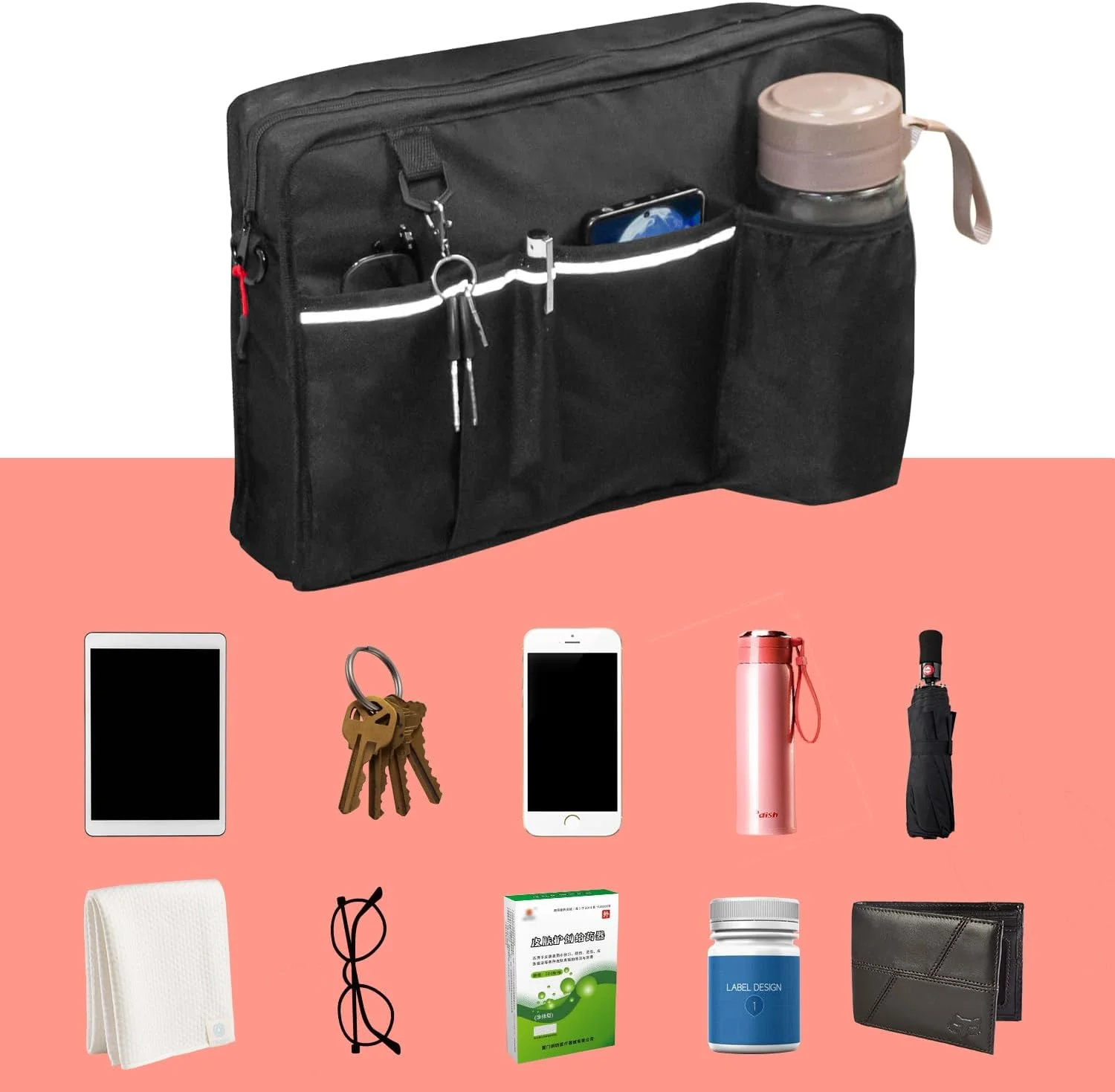 کیف سبد رولیتور با جا لیوانی، کیف واکر، کیف تاشو لوازم جانبی رولیتور، مناسب برای رولیتور، واکر و واکرهای چرخ دار کیف سبد رولیتور با جا لیوانی، کیف واکر، کیف تاشو لوازم جانبی رولیتور، مناسب برای رولیتور، واکر و واکرهای چرخ دار