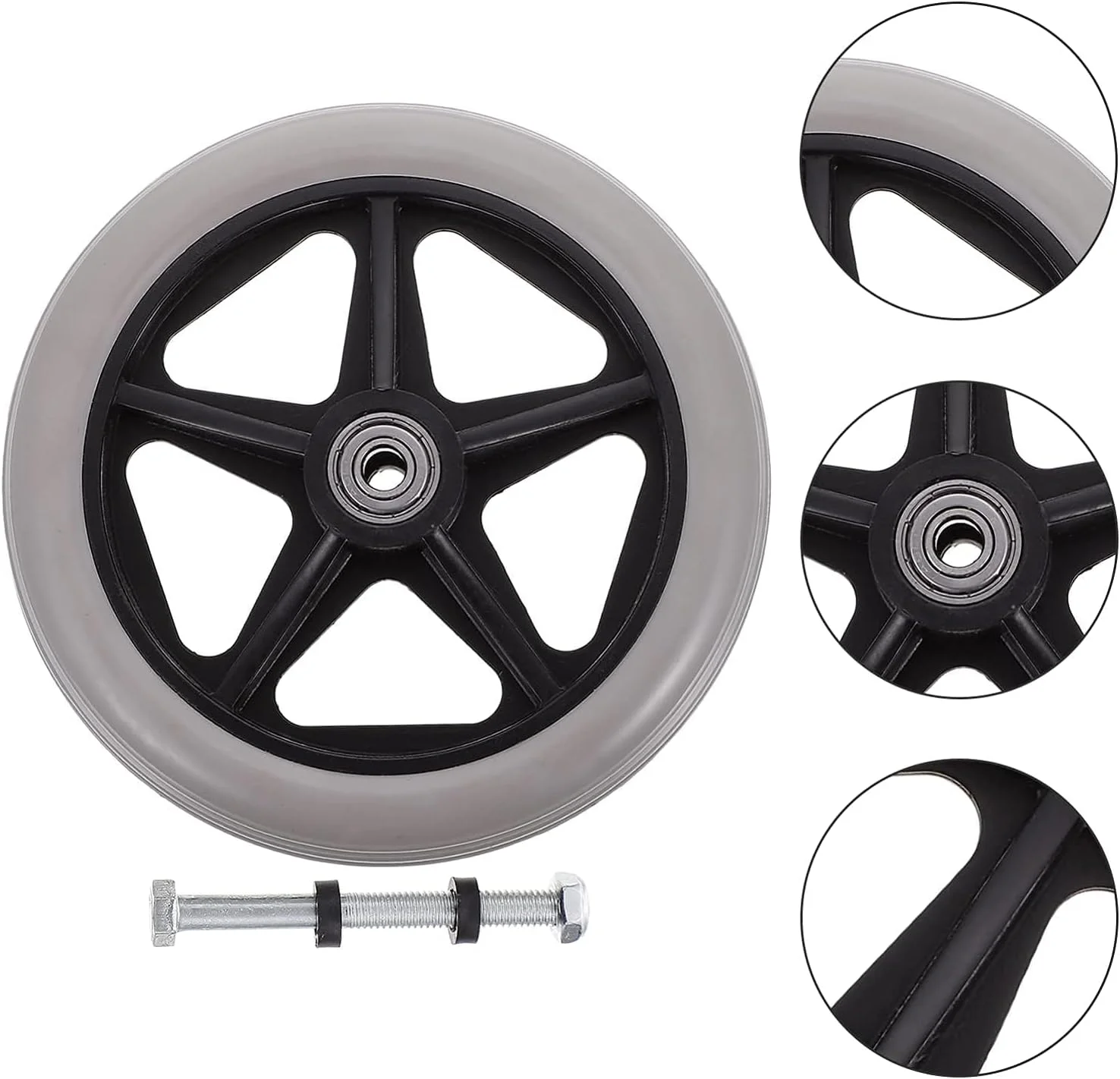 چرخ های توپر خاکستری 6 اینچی جایگزین برای ویلچر، رولیتور، واکر، افراد معلول، چرخ های لاستیکی ضد لغزش، لوازم جانبی ویلچر چرخ های توپر خاکستری 6 اینچی جایگزین برای ویلچر، رولیتور، واکر، افراد معلول، چرخ های لاستیکی ضد لغزش، لوازم جانبی ویلچر