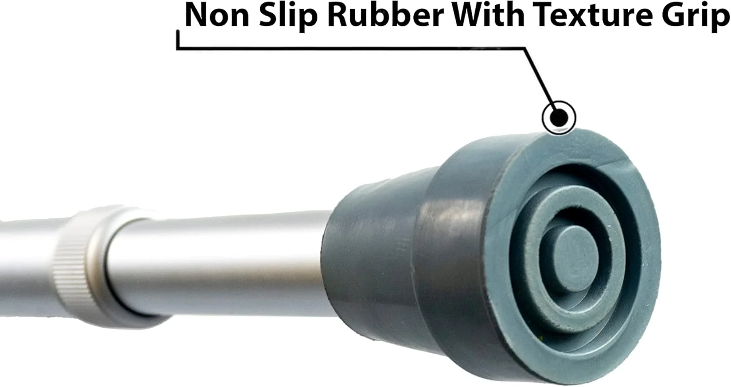 عصا زیر بغل سبک رِهامو برای سالمندان، معلولین، افراد مسن و بزرگسالان | عصای معلولیتی آلیاژ آلومینیوم قابل تنظیم | راحت ترین عصای حرکتی با تنظیم ارتفاع - 1 جفت