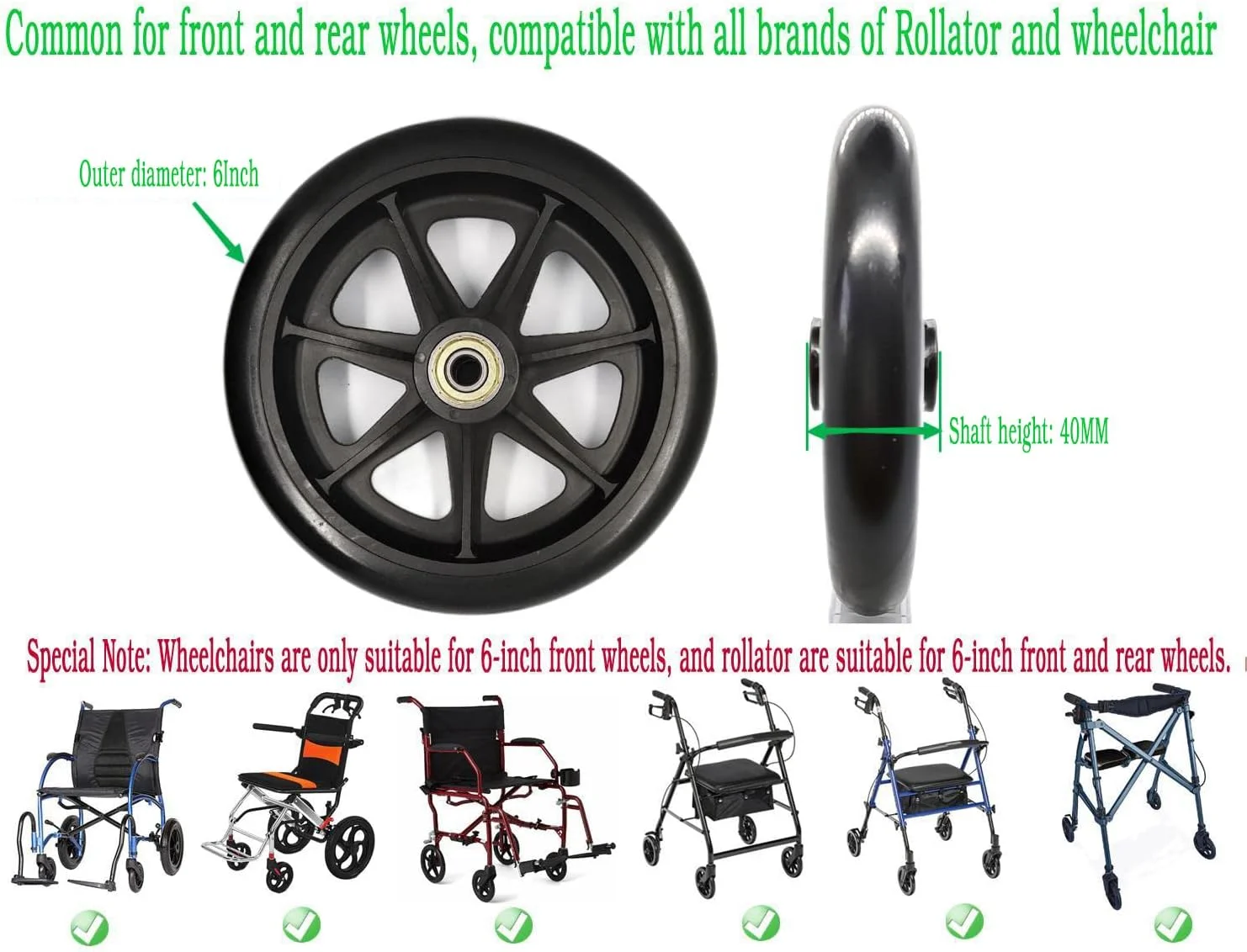 چرخ های جایگزین 6 اینچی NP برای واکر رولیتور، قطعات، لوازم جانبی، چرخ های 6 اینچی عمومی رولیتور/ویلچر/واکر، مجموعه چرخ جایگزین رولیتور 6 اینچی جلو و عقب - 1 عدد چرخ های جایگزین 6 اینچی NP برای واکر رولیتور، قطعات، لوازم جانبی، چرخ های 6 اینچی عمومی رولیتور/ویلچر/واکر، مجموعه چرخ جایگزین رولیتور 6 اینچی جلو و عقب - 1 عدد