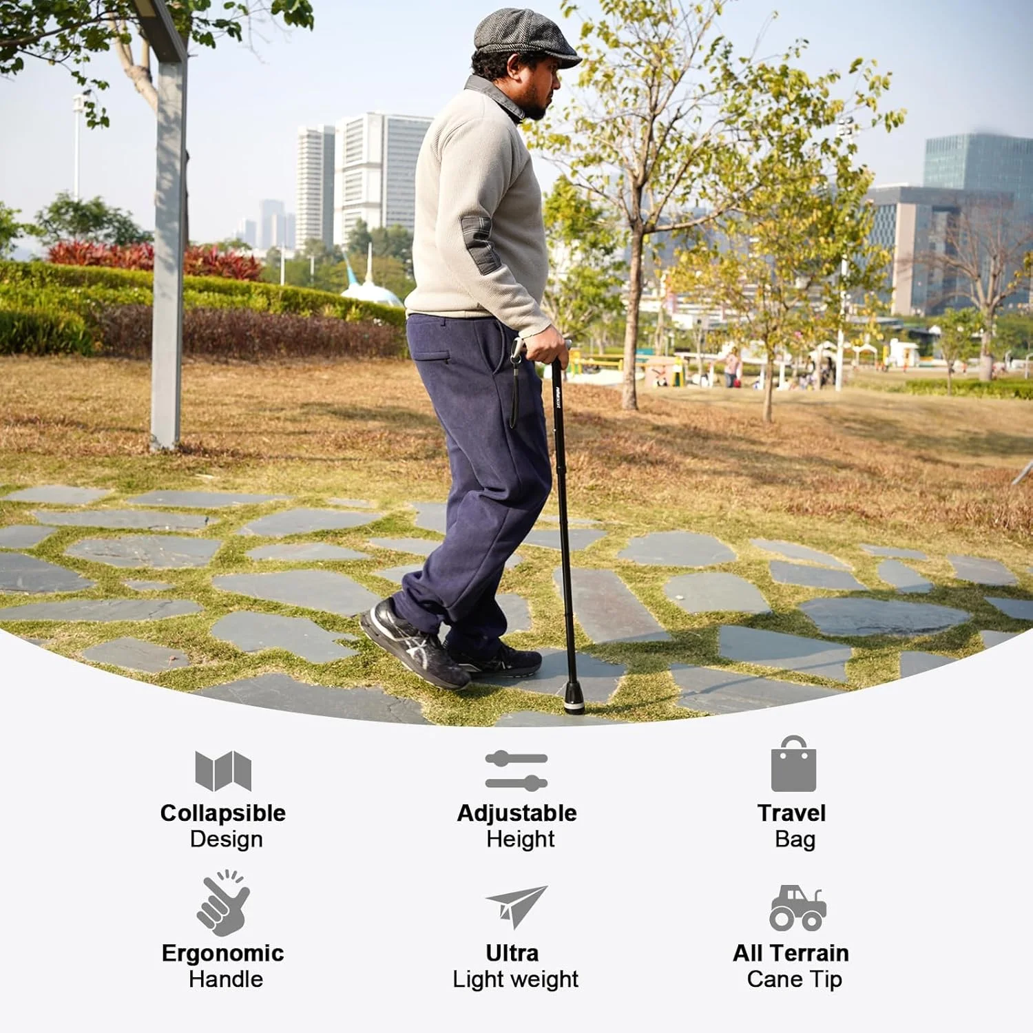 عصای پیاده روی RehaEscort، تاشو، قابل تنظیم، سبک وزن، عصا برای مردان و زنان، دسته ارگونومیک نرم، نوک سنگین برای تمام سطوح، عصا برای سالمندان و بزرگسالان به همراه کیف مسافرتی عصای پیاده روی RehaEscort، تاشو، قابل تنظیم، سبک وزن، عصا برای مردان و زنان، دسته ارگونومیک نرم، نوک سنگین برای تمام سطوح، عصا برای سالمندان و بزرگسالان به همراه کیف مسافرتی