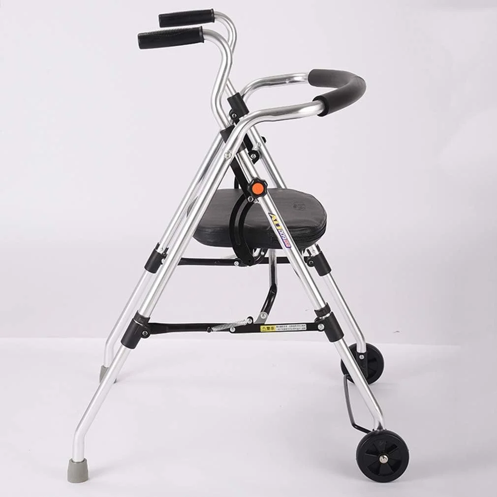 کیو آی وی جی ایکس بی او لیونلی رولیتور واکر، کمک حرکتی 2 چرخ تاشو، رولیتور پزشکی با پدال، واکر با پشتی راحت، مناسب برای سالمندان