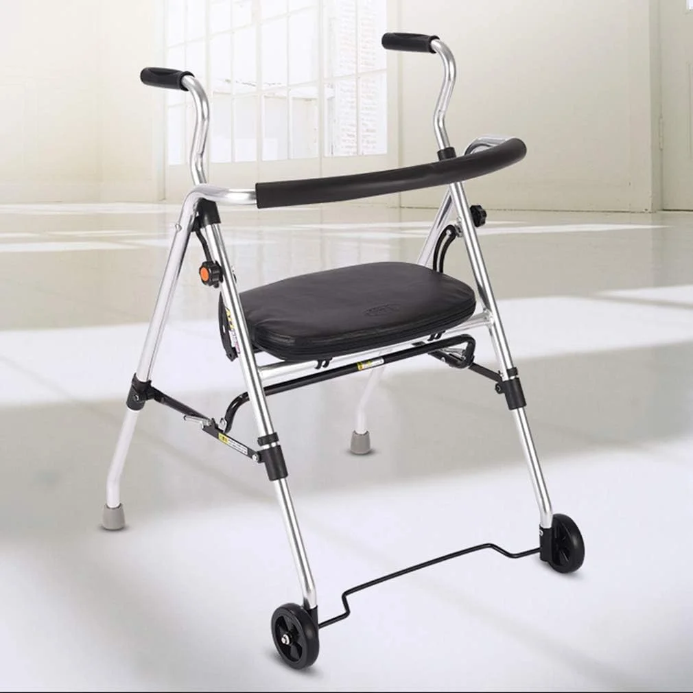 کیو آی وی جی ایکس بی او لیونلی رولیتور واکر، کمک حرکتی 2 چرخ تاشو، رولیتور پزشکی با پدال، واکر با پشتی راحت، مناسب برای سالمندان