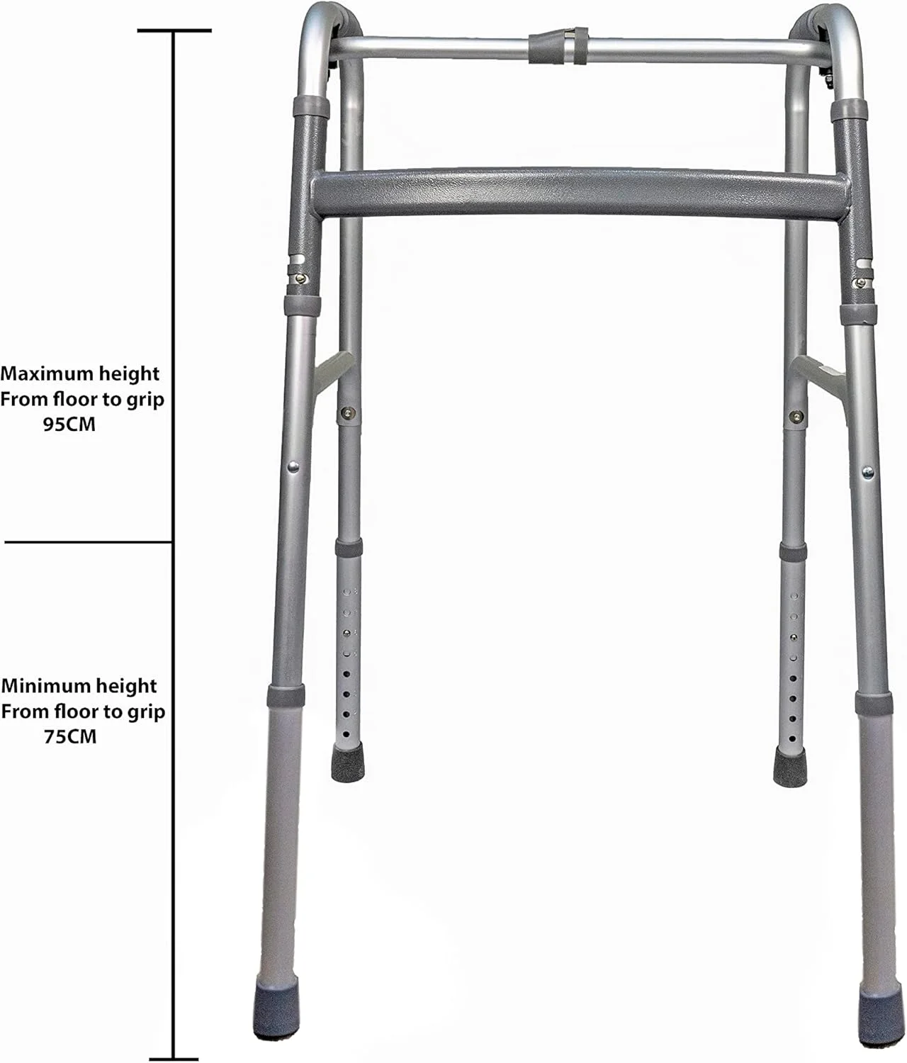 واکر آلومینیومی تاشو سبک رِهامو بدون چرخ | قابل حمل و تاشو برای سالمندان، بزرگسالان، بیماران و افراد معلول | واکر پزشکی داخلی و خارجی بدون چرخ