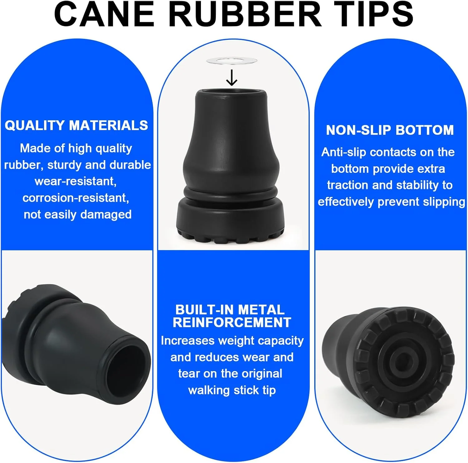 4 عدد سری عصا جایگزین 3/4 اینچی، کلاهک پایه عصا، نوک عصای پیاده روی، لوازم جانبی عصای لاستیکی سنگین برای عصا، چوب های پیاده روی، واکرها، صندلی های توالت فرنگی، صندلی های حمام