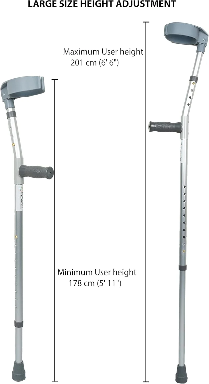 عصاهای زیر بغل سبک وزن Rehamo با قابلیت تنظیم ارتفاع - سایز L - قد 1.55-2 متر | عصاهای آرنجی تاشو مردانه و زنانه | عصاهای زیر بغل آلومینیومی برای سالمندان و بزرگسالان عصاهای زیر بغل سبک وزن Rehamo با قابلیت تنظیم ارتفاع - سایز L - قد 1.55-2 متر | عصاهای آرنجی تاشو مردانه و زنانه | عصاهای زیر بغل آلومینیومی برای سالمندان و بزرگسالان