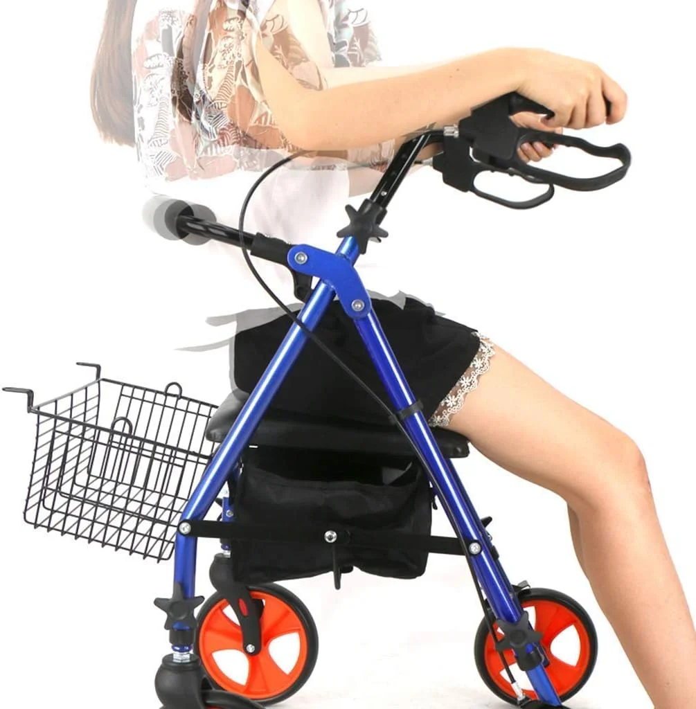 عصا زیر بغل QIVGXBO Leunlee، چرخ خرید، واکر، رولیتور چهار چرخ آلومینیومی، صندلی با پشتی و سبد خرید، ارتفاع قابل تنظیم، چرخ 8 اینچی (20 سانتی متر)، ترمز دستی عصا زیر بغل QIVGXBO Leunlee، چرخ خرید، واکر، رولیتور چهار چرخ آلومینیومی، صندلی با پشتی و سبد خرید، ارتفاع قابل تنظیم، چرخ 8 اینچی (20 سانتی متر)، ترمز دستی