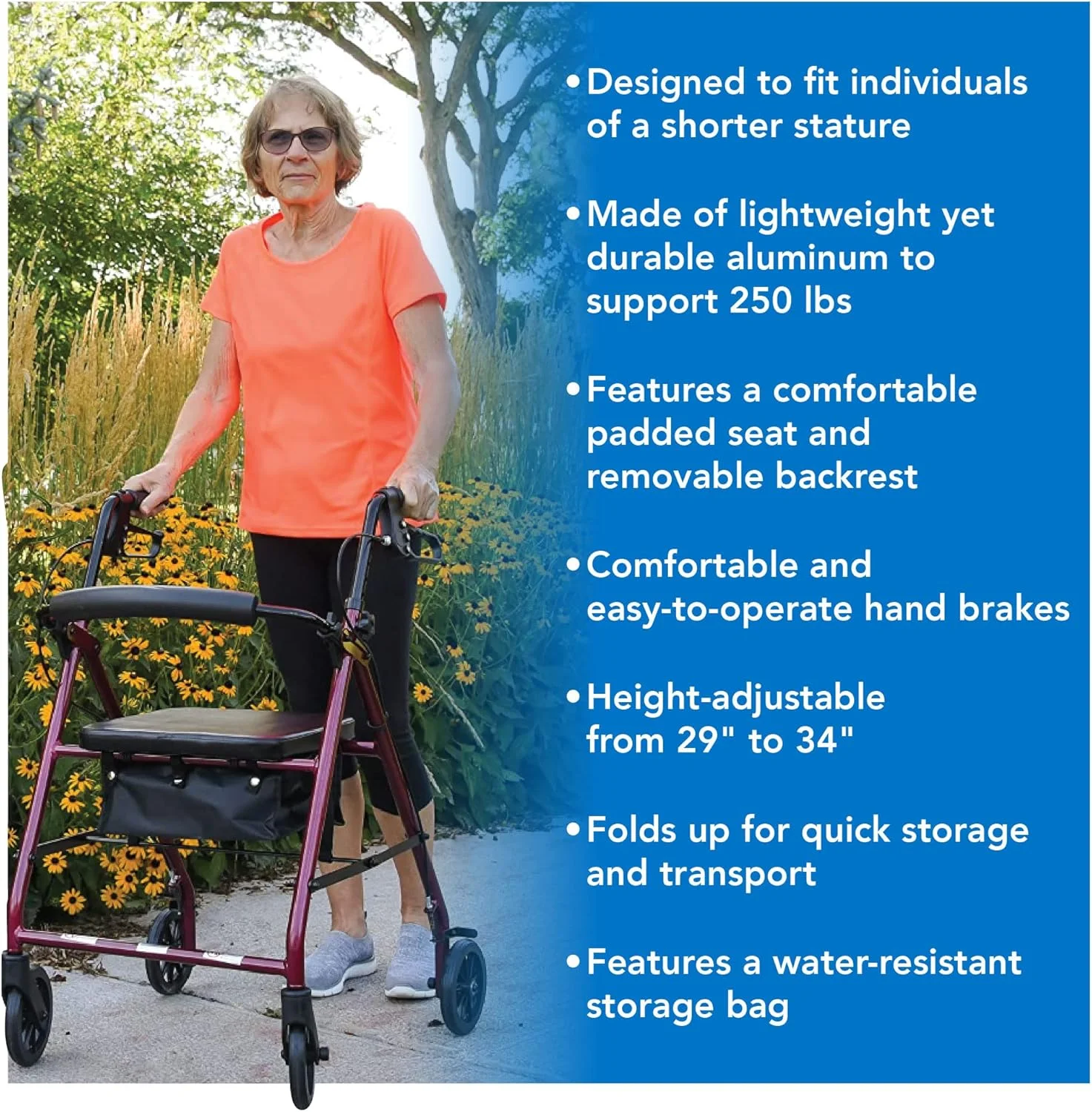 رولیتور آلومینیومی نوجوانان پروبیسیکس با چرخ های 6 اینچی، ظرفیت وزن 250 پوند، رنگ بورگاندی رولیتور آلومینیومی نوجوانان پروبیسیکس با چرخ های 6 اینچی، ظرفیت وزن 250 پوند، رنگ بورگاندی