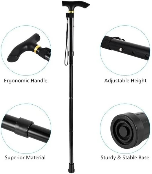 عصای تاشو ProBytes - عصای پیاده روی ارگونومیک و شیک. ارتفاع قابل تنظیم 82-92 سانتی متر، بدنه آلیاژ فلزی، پایه لاستیکی ضد لغزش، دسته دربی با گرفتن آسان، کمک حرکتی 4 تایی، تاشو عصای تاشو ProBytes - عصای پیاده روی ارگونومیک و شیک. ارتفاع قابل تنظیم 82-92 سانتی متر، بدنه آلیاژ فلزی، پایه لاستیکی ضد لغزش، دسته دربی با گرفتن آسان، کمک حرکتی 4 تایی، تاشو