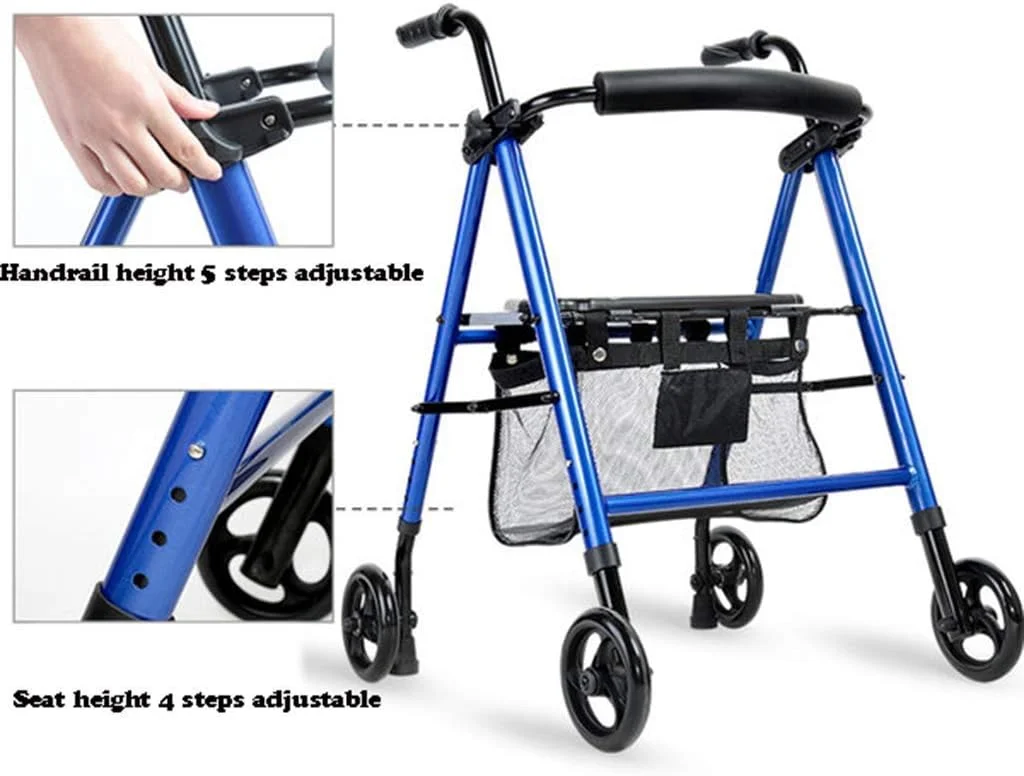 عصا زیر بغل QIVGXBO Leunlee، واکر رولیتور آلومینیومی با پشتی تاشو و قابل جابجایی، صندلی پد دار، چرخ های 6 اینچی (15 سانتی متری)، ارتفاع دسته و صندلی قابل تنظیم - آبی عصا زیر بغل QIVGXBO Leunlee، واکر رولیتور آلومینیومی با پشتی تاشو و قابل جابجایی، صندلی پد دار، چرخ های 6 اینچی (15 سانتی متری)، ارتفاع دسته و صندلی قابل تنظیم - آبی