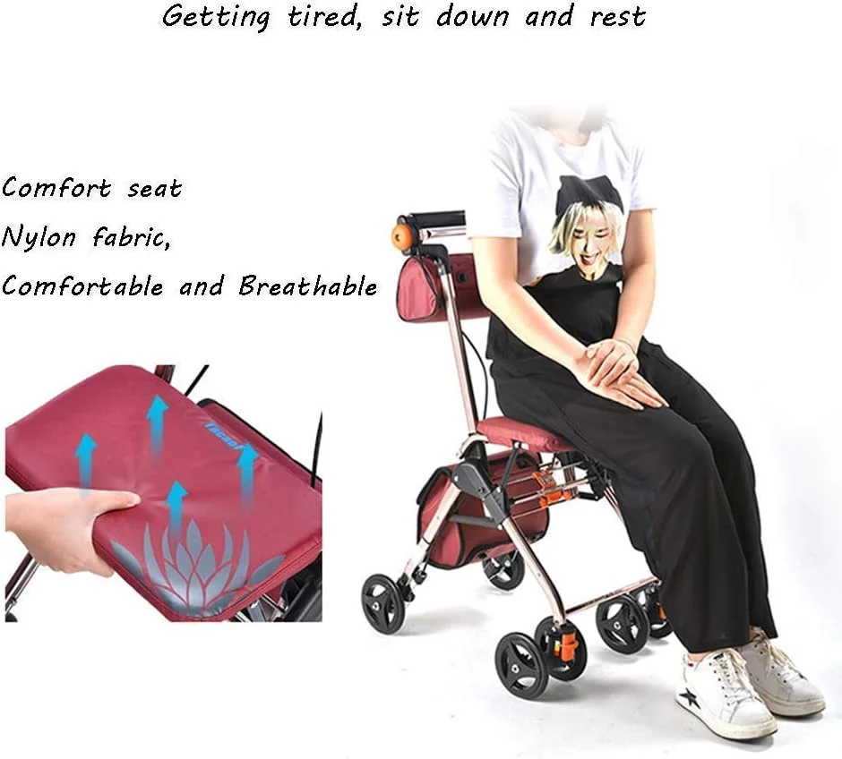 واکر 4 چرخ تاشو قابل حمل، واکر رولیتور درایو با صندلی، واکر چرخ دار پزشکی با سیستم ترمز دوبل، مناسب برای افراد مسن با یک سورپرایز کوچک واکر 4 چرخ تاشو قابل حمل، واکر رولیتور درایو با صندلی، واکر چرخ دار پزشکی با سیستم ترمز دوبل، مناسب برای افراد مسن با یک سورپرایز کوچک