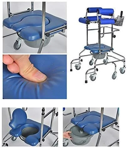 عصا زیر بغل QIVGXBO Leunlee، واکر رولیتور کمک حرکتی با صندلی توالت فرنگی برای تمرین توانبخشی اندام تحتانی، طراحی 6 چرخ ضد سقوط عصا زیر بغل QIVGXBO Leunlee، واکر رولیتور کمک حرکتی با صندلی توالت فرنگی برای تمرین توانبخشی اندام تحتانی، طراحی 6 چرخ ضد سقوط