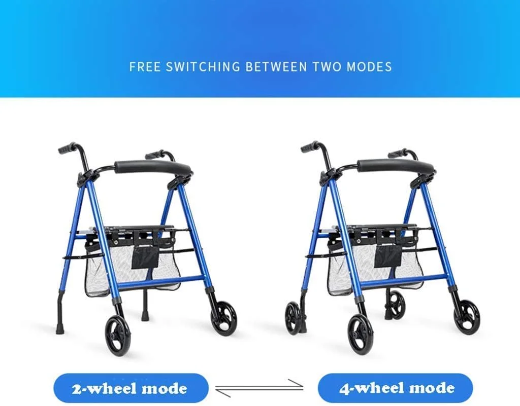 عصا زیر بغل QIVGXBO Leunlee، واکر رولیتور آلومینیومی با پشتی تاشو و قابل جابجایی، صندلی پد دار، چرخ های 6 اینچی (15 سانتی متری)، ارتفاع دسته و صندلی قابل تنظیم - آبی عصا زیر بغل QIVGXBO Leunlee، واکر رولیتور آلومینیومی با پشتی تاشو و قابل جابجایی، صندلی پد دار، چرخ های 6 اینچی (15 سانتی متری)، ارتفاع دسته و صندلی قابل تنظیم - آبی