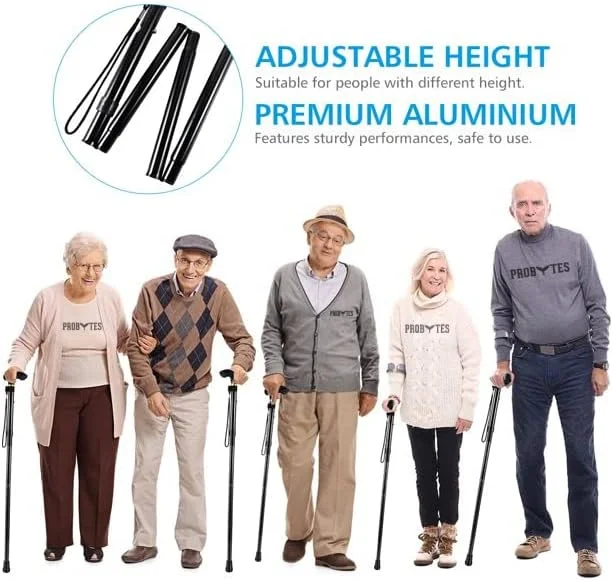 عصای تاشو ProBytes - عصای پیاده روی ارگونومیک و شیک. ارتفاع قابل تنظیم 82-92 سانتی متر، بدنه آلیاژ فلزی، پایه لاستیکی ضد لغزش، دسته دربی با گرفتن آسان، کمک حرکتی 4 تایی، تاشو عصای تاشو ProBytes - عصای پیاده روی ارگونومیک و شیک. ارتفاع قابل تنظیم 82-92 سانتی متر، بدنه آلیاژ فلزی، پایه لاستیکی ضد لغزش، دسته دربی با گرفتن آسان، کمک حرکتی 4 تایی، تاشو
