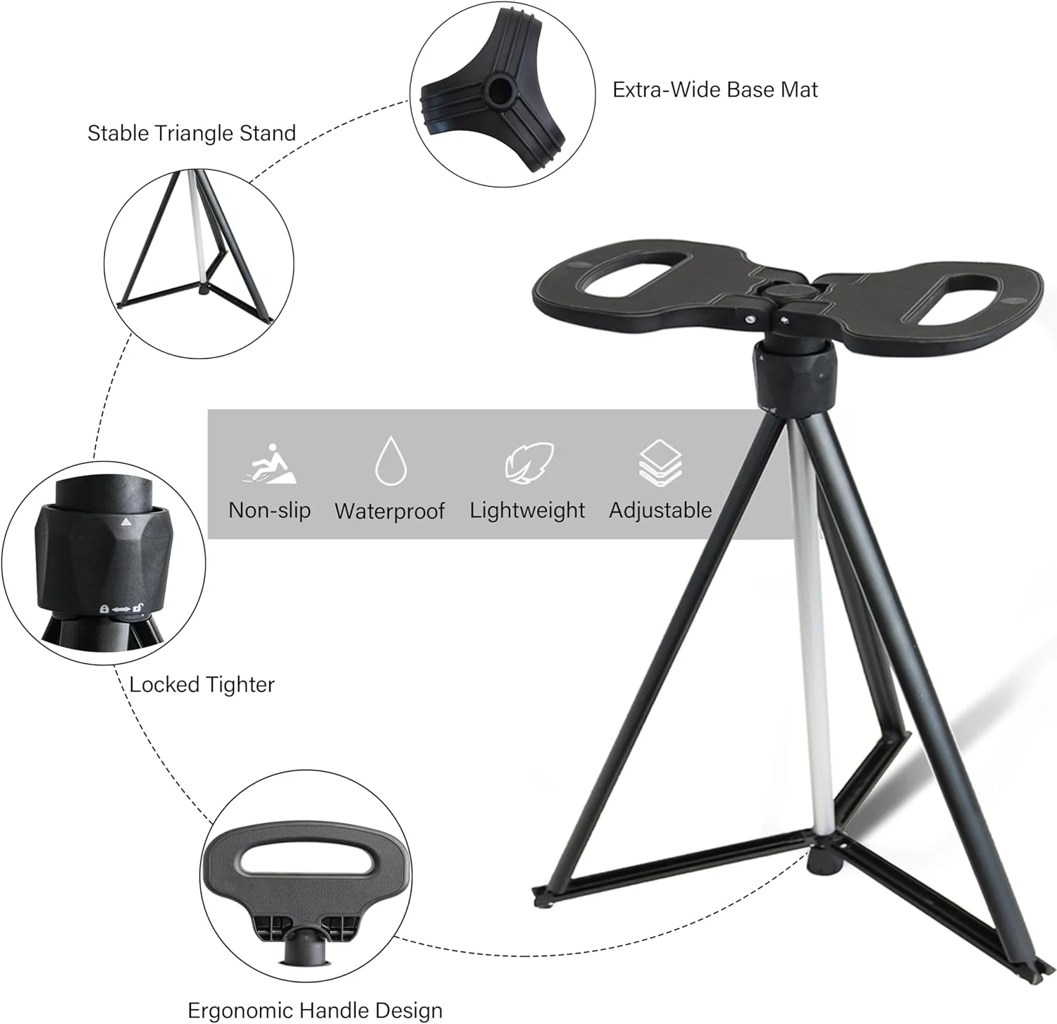 Portable Walking Cane with Seat Camping Cane Seat Telescoping Cane Stool Walking Stick Chair Walking Stool Retractable Lightweight Walking Stick Stool for Elderly Outdoor Travel Hiking