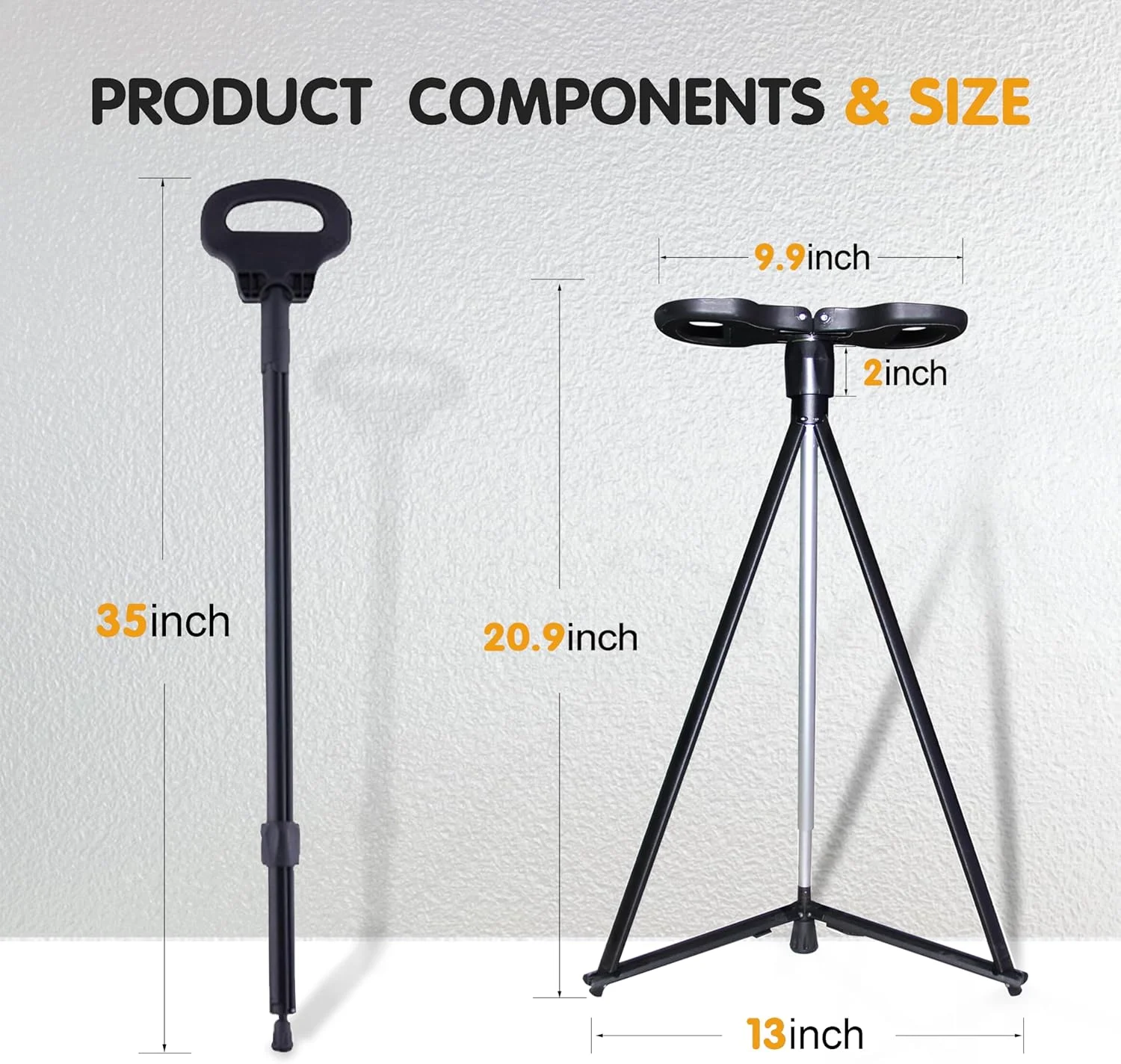 Portable Walking Cane with Seat Camping Cane Seat Telescoping Cane Stool Walking Stick Chair Walking Stool Retractable Lightweight Walking Stick Stool for Elderly Outdoor Travel Hiking